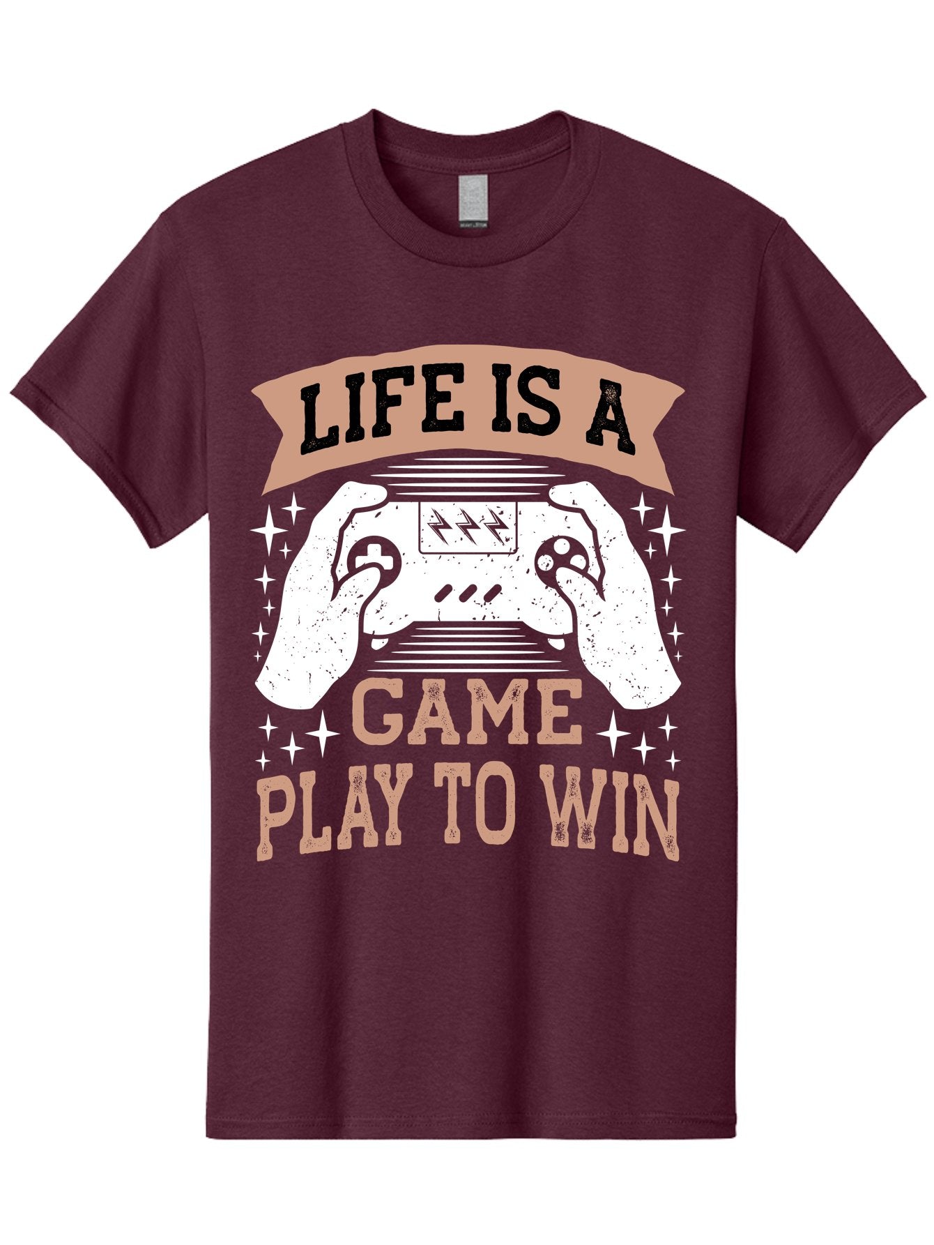 Life-Is-A-Game-Play-To-Win Men'S Graphic Tee, 100% Cotton, Comfortable Casual Summer Wear, Machine Washable, Gaming Inspiration, Game Controller, Motivational Quote, Life Is A Game, Play To Win, Video Game Culture, Gamer Motivation, -  Aaa654