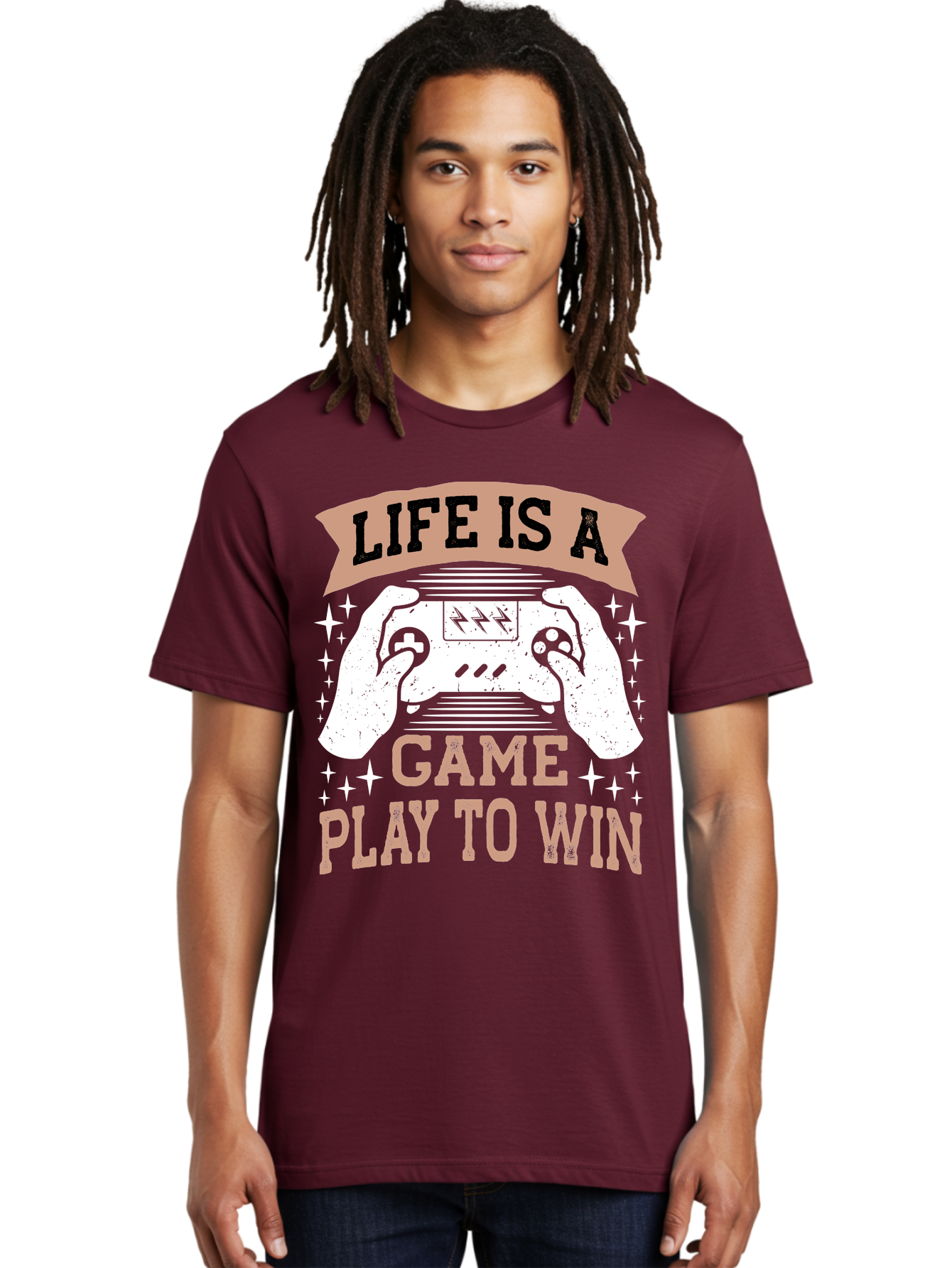 Life-Is-A-Game-Play-To-Win Men'S Graphic Tee, 100% Cotton, Comfortable Casual Summer Wear, Machine Washable, Gaming Inspiration, Game Controller, Motivational Quote, Life Is A Game, Play To Win, Video Game Culture, Gamer Motivation, -  Aaa654 14