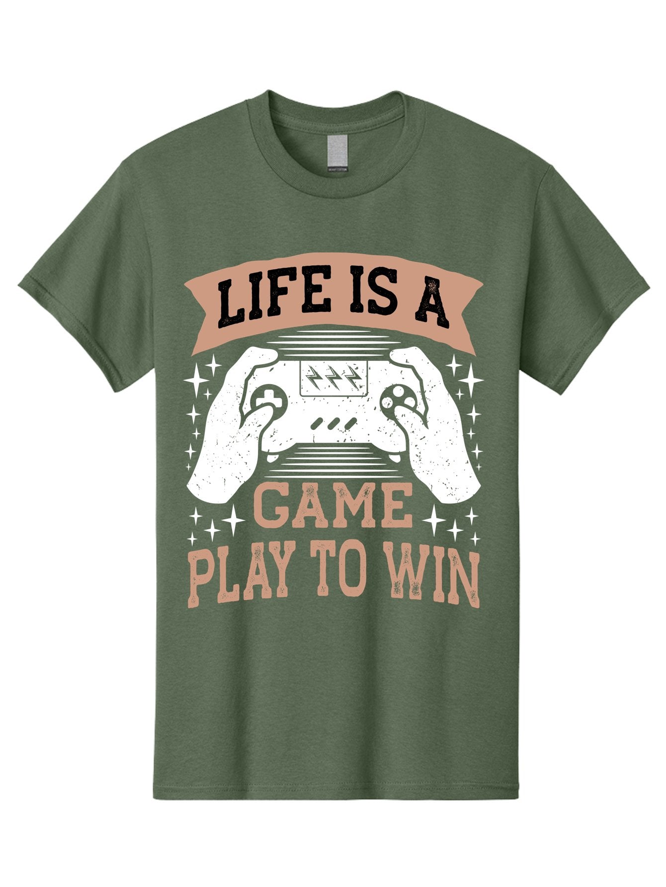 Life-Is-A-Game-Play-To-Win Men'S Graphic Tee, 100% Cotton, Comfortable Casual Summer Wear, Machine Washable, Gaming Inspiration, Game Controller, Motivational Quote, Life Is A Game, Play To Win, Video Game Culture, Gamer Motivation, -  Aaa654 13