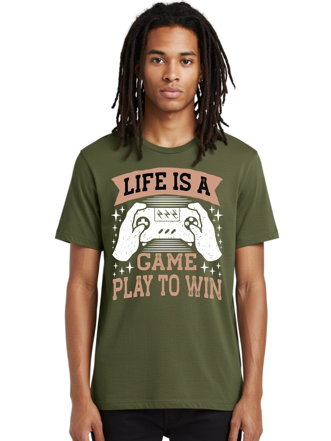 Life-Is-A-Game-Play-To-Win Men'S Graphic Tee, 100% Cotton, Comfortable Casual Summer Wear, Machine Washable, Gaming Inspiration, Game Controller, Motivational Quote, Life Is A Game, Play To Win, Video Game Culture, Gamer Motivation, -  Aaa654 20