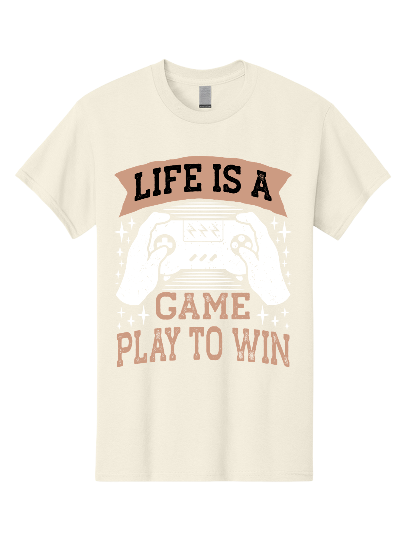 Life-Is-A-Game-Play-To-Win Men'S Graphic Tee, 100% Cotton, Comfortable Casual Summer Wear, Machine Washable, Gaming Inspiration, Game Controller, Motivational Quote, Life Is A Game, Play To Win, Video Game Culture, Gamer Motivation, -  Aaa654