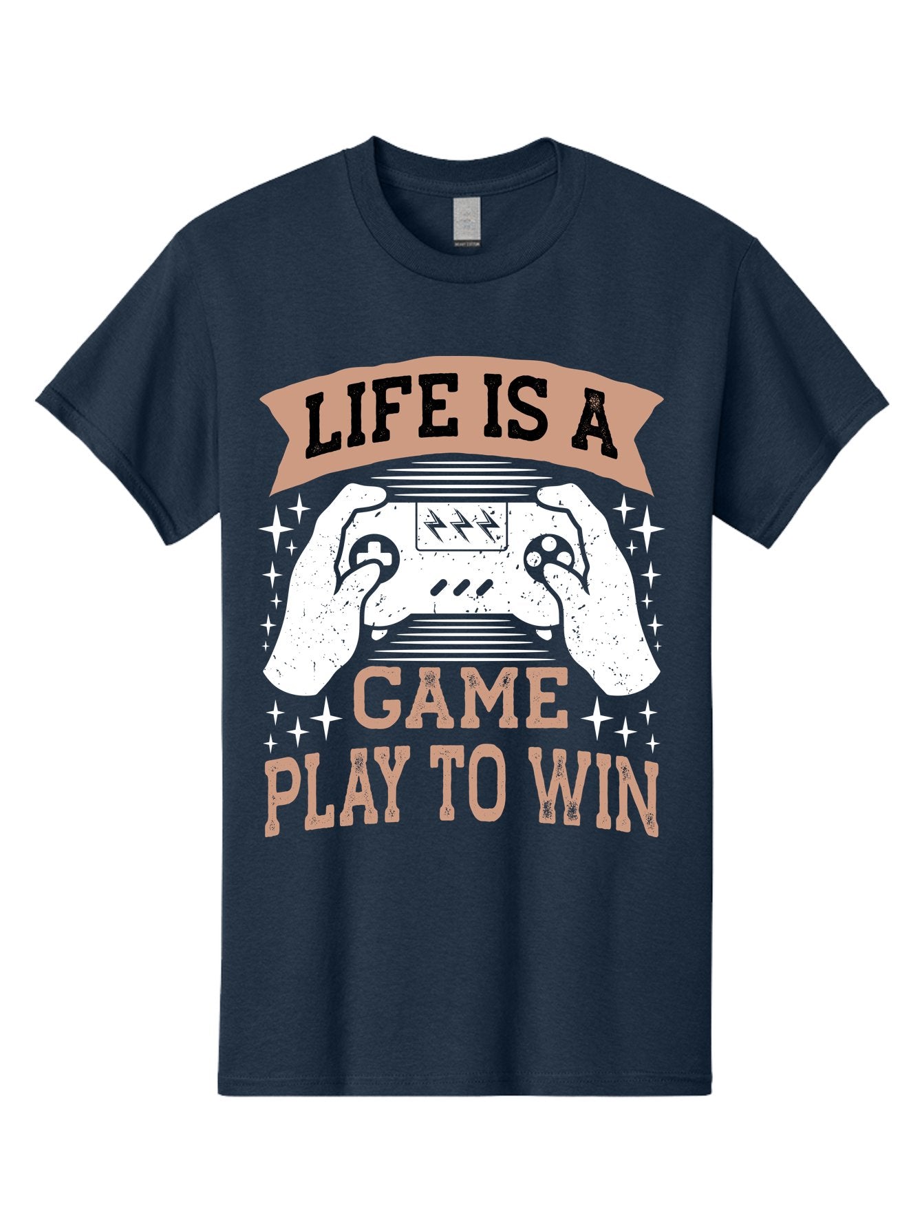 Life-Is-A-Game-Play-To-Win Men'S Graphic Tee, 100% Cotton, Comfortable Casual Summer Wear, Machine Washable, Gaming Inspiration, Game Controller, Motivational Quote, Life Is A Game, Play To Win, Video Game Culture, Gamer Motivation, -  Aaa654