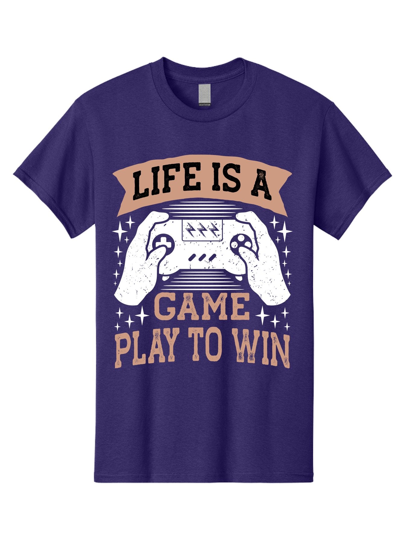 Life-Is-A-Game-Play-To-Win Men'S Graphic Tee, 100% Cotton, Comfortable Casual Summer Wear, Machine Washable, Gaming Inspiration, Game Controller, Motivational Quote, Life Is A Game, Play To Win, Video Game Culture, Gamer Motivation, -  Aaa654 14