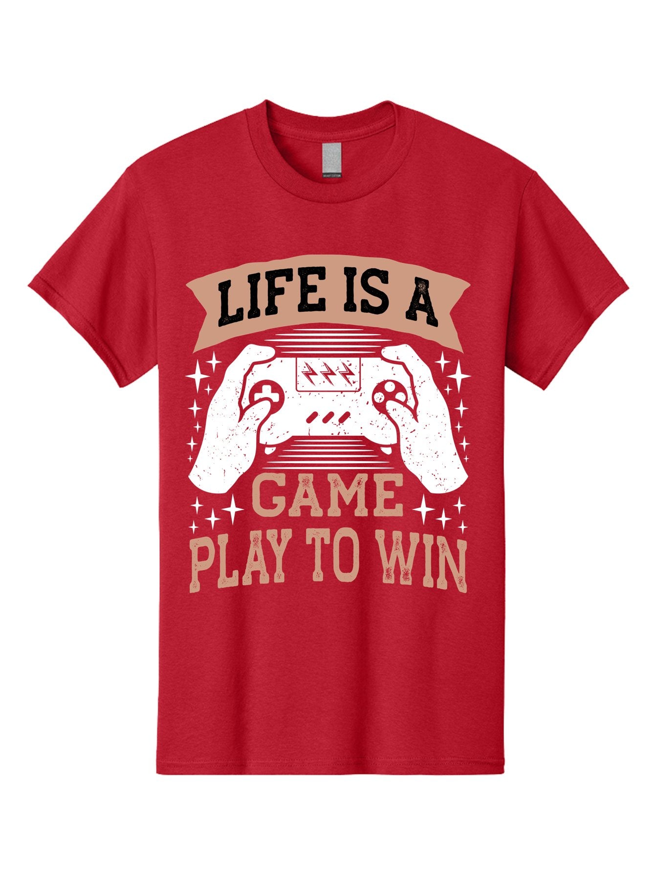 Life-Is-A-Game-Play-To-Win Men'S Graphic Tee, 100% Cotton, Comfortable Casual Summer Wear, Machine Washable, Gaming Inspiration, Game Controller, Motivational Quote, Life Is A Game, Play To Win, Video Game Culture, Gamer Motivation, -  Aaa654 12