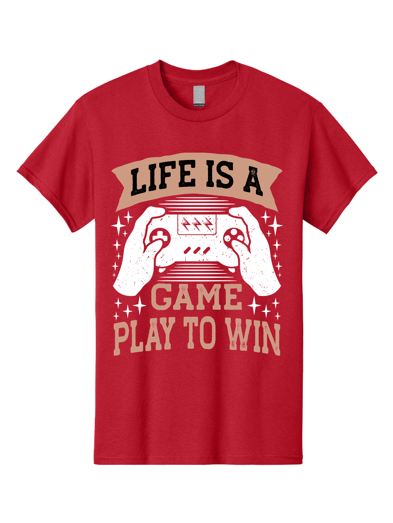 Life-Is-A-Game-Play-To-Win Men'S Graphic Tee, 100% Cotton, Comfortable Casual Summer Wear, Machine Washable, Gaming Inspiration, Game Controller, Motivational Quote, Life Is A Game, Play To Win, Video Game Culture, Gamer Motivation, -  Aaa654 23