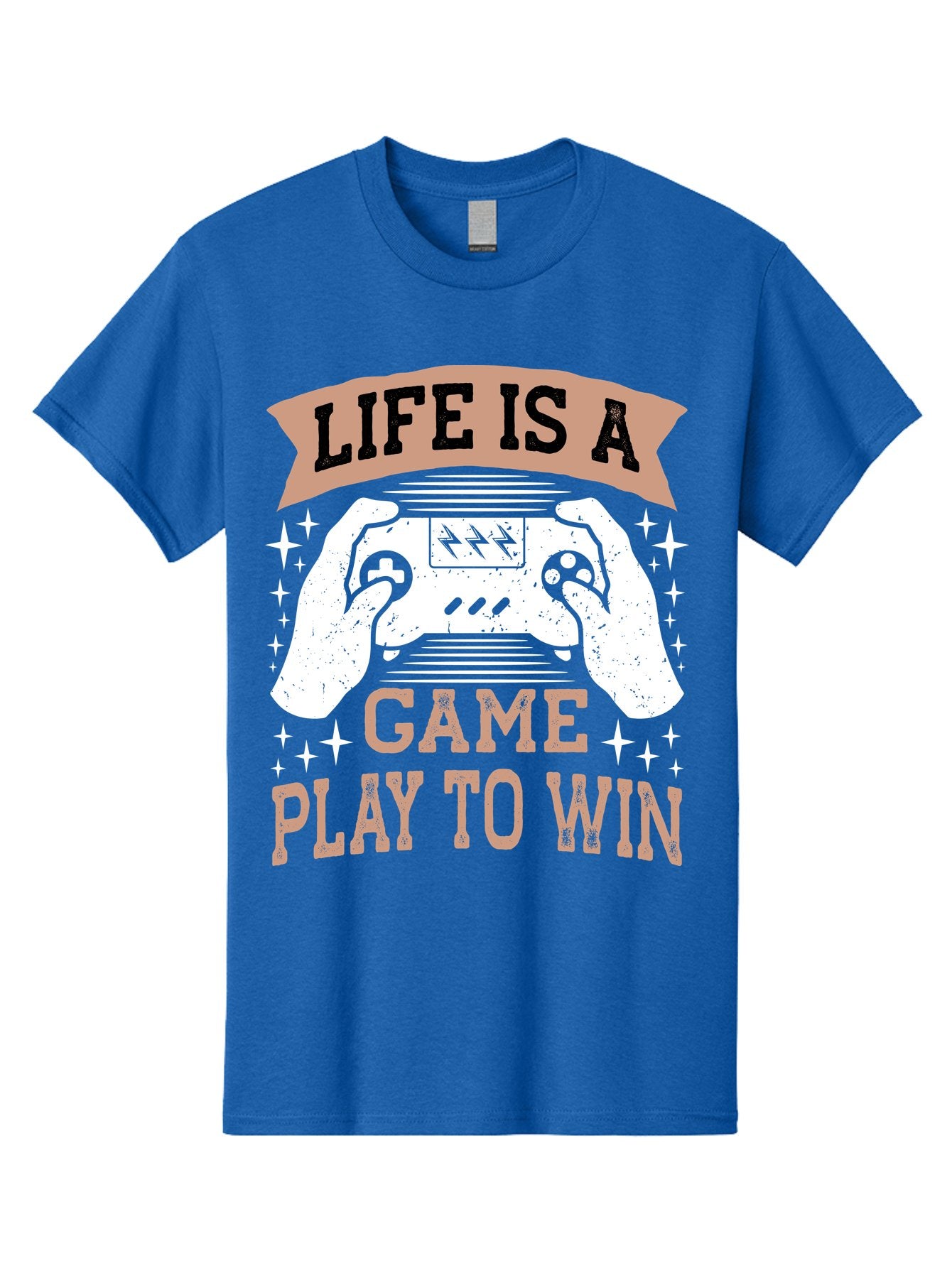 Life-Is-A-Game-Play-To-Win Men'S Graphic Tee, 100% Cotton, Comfortable Casual Summer Wear, Machine Washable, Gaming Inspiration, Game Controller, Motivational Quote, Life Is A Game, Play To Win, Video Game Culture, Gamer Motivation, -  Aaa654 3