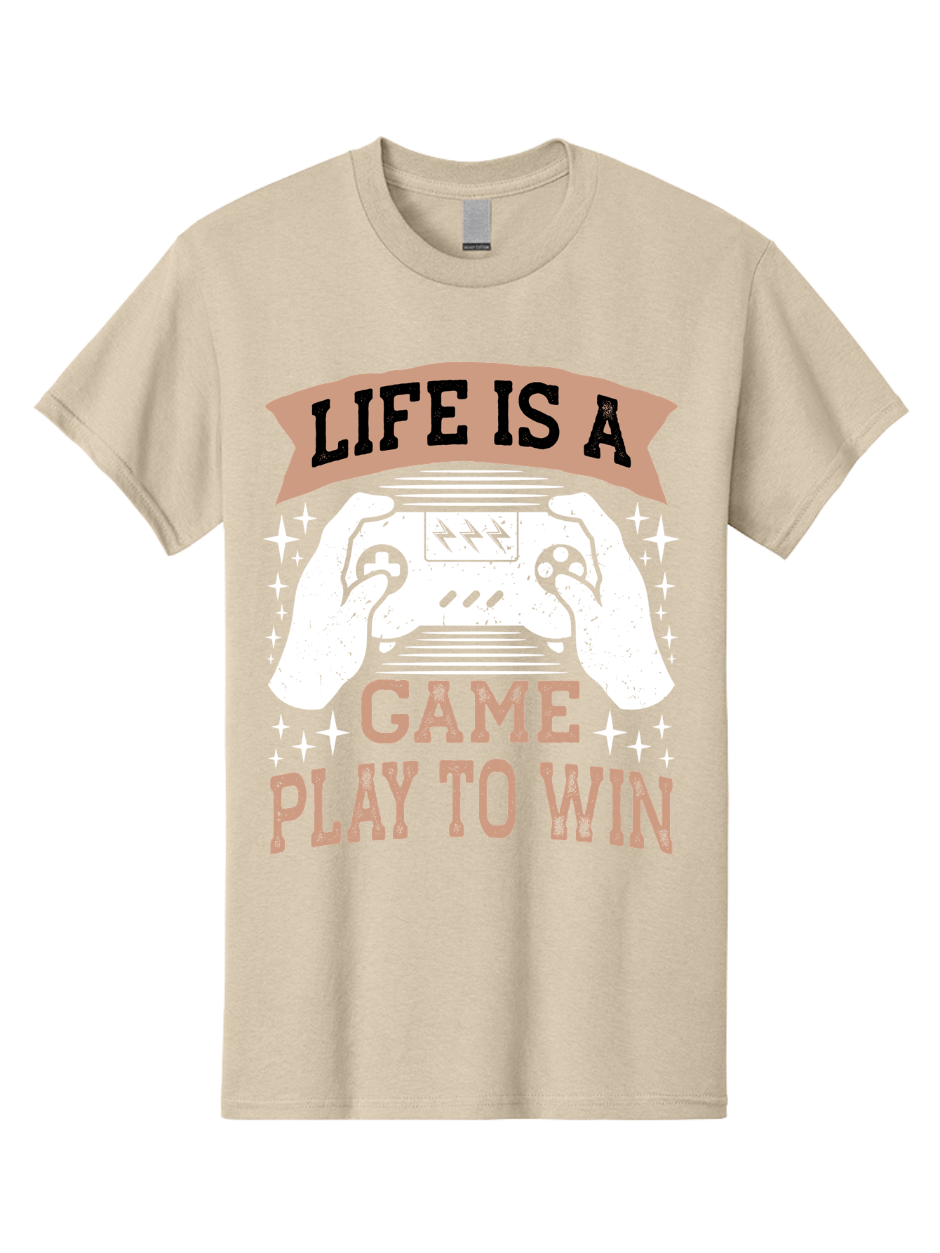 Life-Is-A-Game-Play-To-Win Men'S Graphic Tee, 100% Cotton, Comfortable Casual Summer Wear, Machine Washable, Gaming Inspiration, Game Controller, Motivational Quote, Life Is A Game, Play To Win, Video Game Culture, Gamer Motivation, -  Aaa654 27