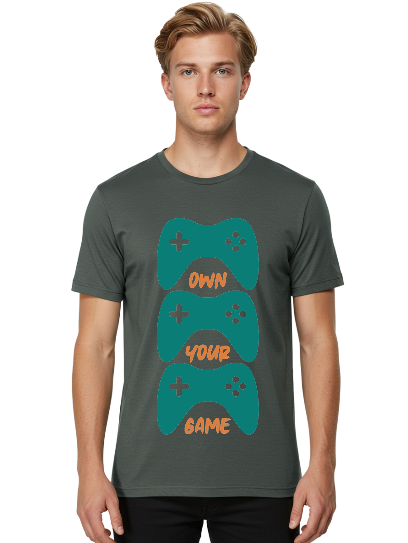 Own-Your-Game Men'S Graphic Tee, 100% Cotton, Comfortable Casual Summer Wear, Machine Washable, Video Game Controllers, Gaming, Gaming Culture, Own Your Game, Game Controllers, Playful Design, Console Gaming, Motivational Quote -  Aaa655 4