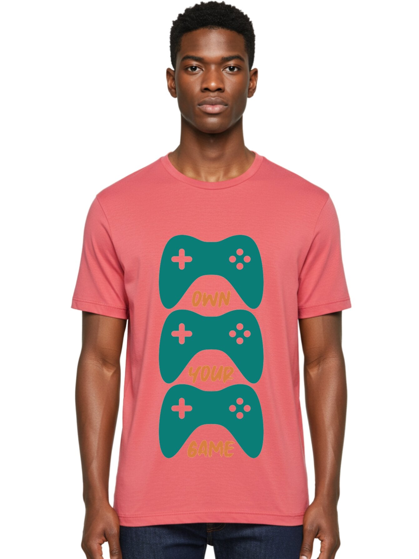 Own-Your-Game Men'S Graphic Tee, 100% Cotton, Comfortable Casual Summer Wear, Machine Washable, Video Game Controllers, Gaming, Gaming Culture, Own Your Game, Game Controllers, Playful Design, Console Gaming, Motivational Quote -  Aaa655 21