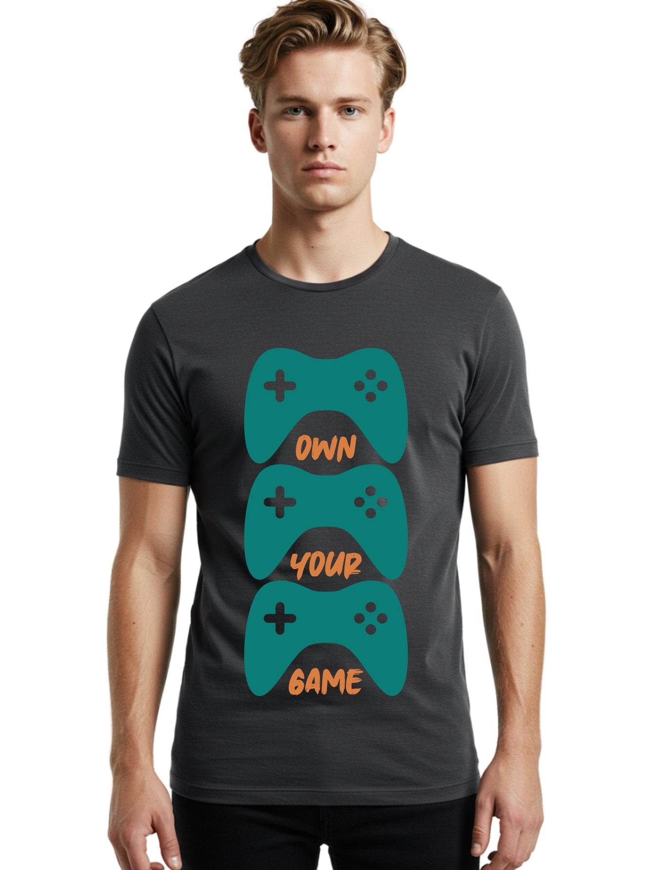 Own-Your-Game Men'S Graphic Tee, 100% Cotton, Comfortable Casual Summer Wear, Machine Washable, Video Game Controllers, Gaming, Gaming Culture, Own Your Game, Game Controllers, Playful Design, Console Gaming, Motivational Quote -  Aaa655 26