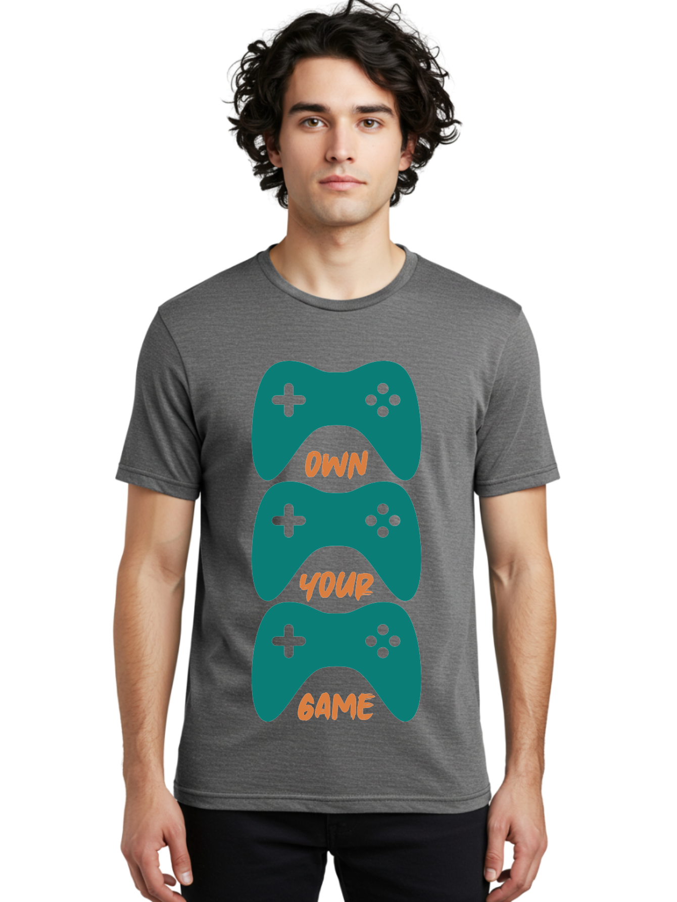 Own-Your-Game Men'S Graphic Tee, 100% Cotton, Comfortable Casual Summer Wear, Machine Washable, Video Game Controllers, Gaming, Gaming Culture, Own Your Game, Game Controllers, Playful Design, Console Gaming, Motivational Quote -  Aaa655 10