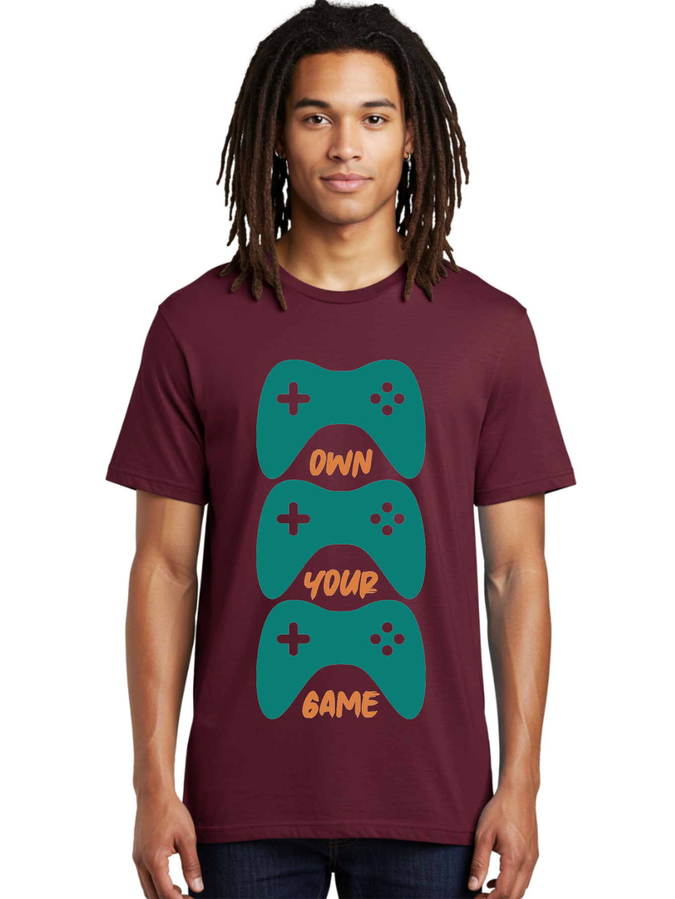 Own-Your-Game Men'S Graphic Tee, 100% Cotton, Comfortable Casual Summer Wear, Machine Washable, Video Game Controllers, Gaming, Gaming Culture, Own Your Game, Game Controllers, Playful Design, Console Gaming, Motivational Quote -  Aaa655