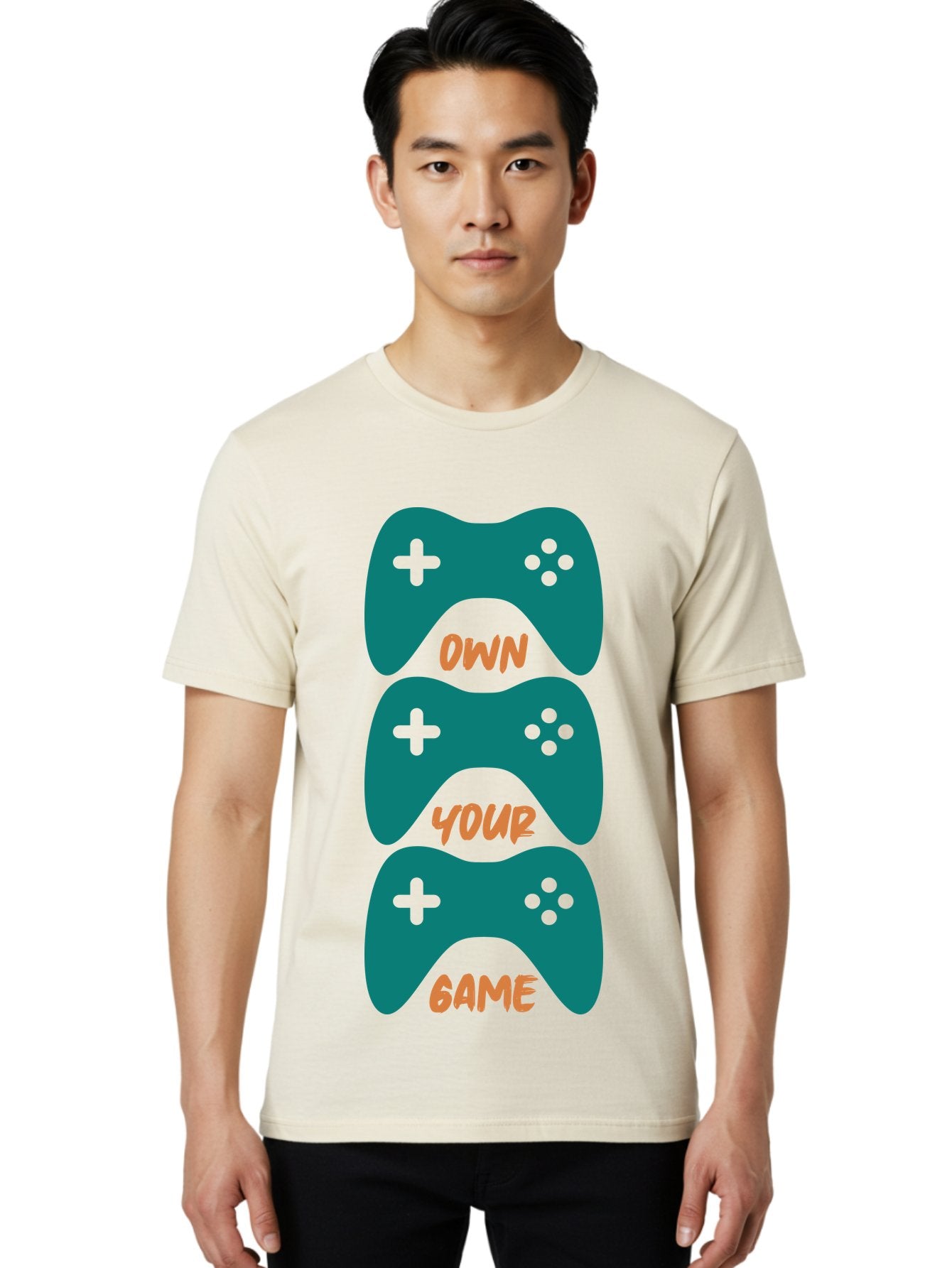Own-Your-Game Men'S Graphic Tee, 100% Cotton, Comfortable Casual Summer Wear, Machine Washable, Video Game Controllers, Gaming, Gaming Culture, Own Your Game, Game Controllers, Playful Design, Console Gaming, Motivational Quote -  Aaa655 23