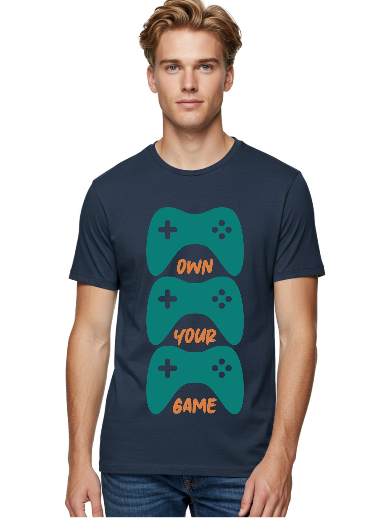 Own-Your-Game Men'S Graphic Tee, 100% Cotton, Comfortable Casual Summer Wear, Machine Washable, Video Game Controllers, Gaming, Gaming Culture, Own Your Game, Game Controllers, Playful Design, Console Gaming, Motivational Quote -  Aaa655 28
