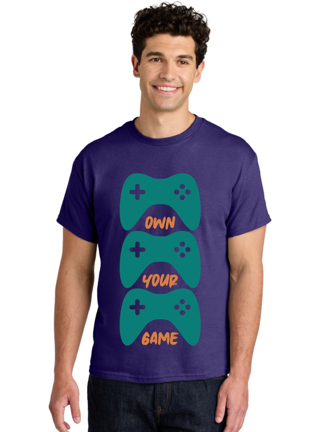 Own-Your-Game Men'S Graphic Tee, 100% Cotton, Comfortable Casual Summer Wear, Machine Washable, Video Game Controllers, Gaming, Gaming Culture, Own Your Game, Game Controllers, Playful Design, Console Gaming, Motivational Quote -  Aaa655 16