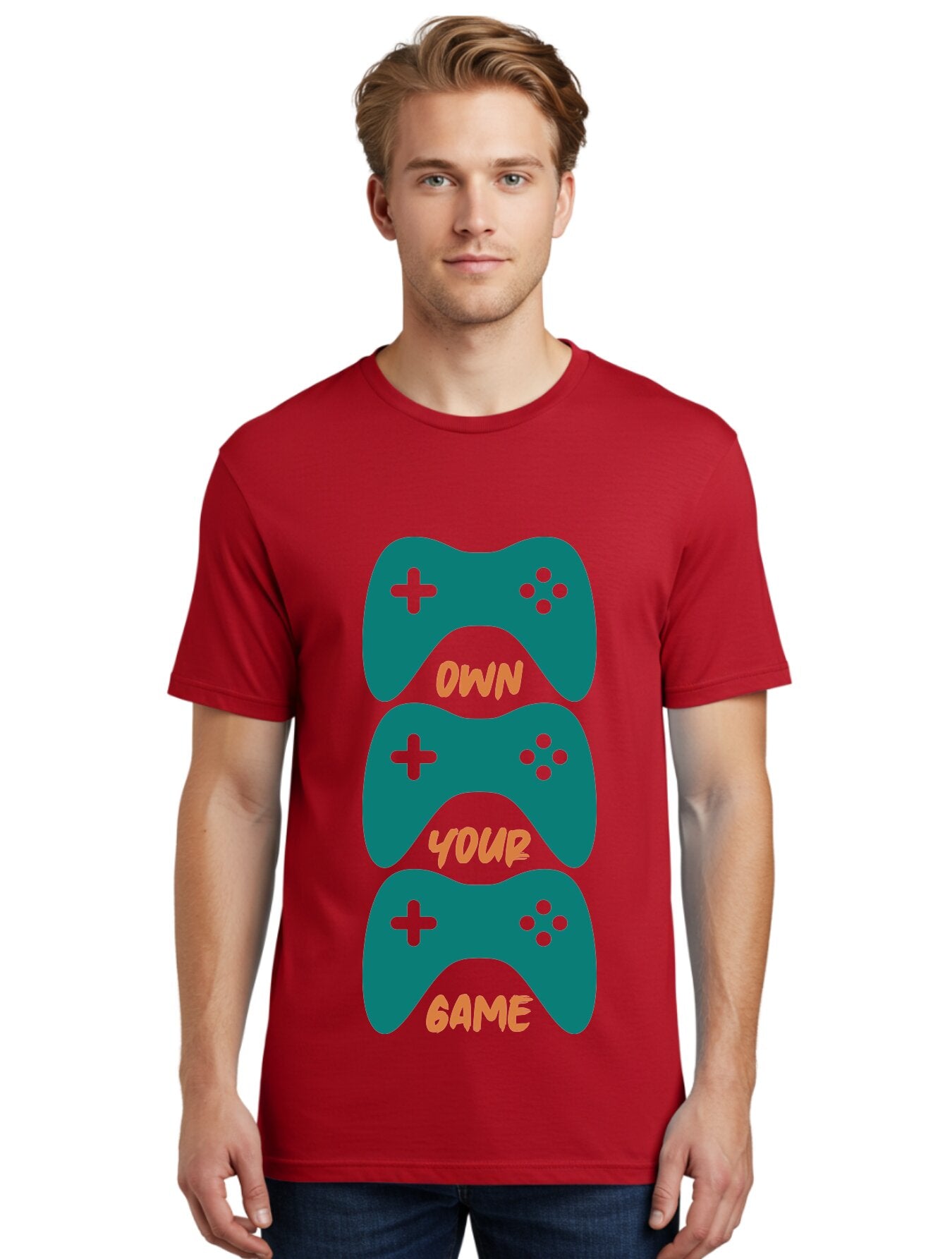 Own-Your-Game Men'S Graphic Tee, 100% Cotton, Comfortable Casual Summer Wear, Machine Washable, Video Game Controllers, Gaming, Gaming Culture, Own Your Game, Game Controllers, Playful Design, Console Gaming, Motivational Quote -  Aaa655 25