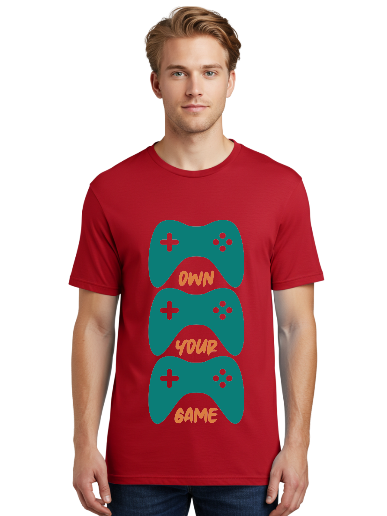 Own-Your-Game Men'S Graphic Tee, 100% Cotton, Comfortable Casual Summer Wear, Machine Washable, Video Game Controllers, Gaming, Gaming Culture, Own Your Game, Game Controllers, Playful Design, Console Gaming, Motivational Quote -  Aaa655 28