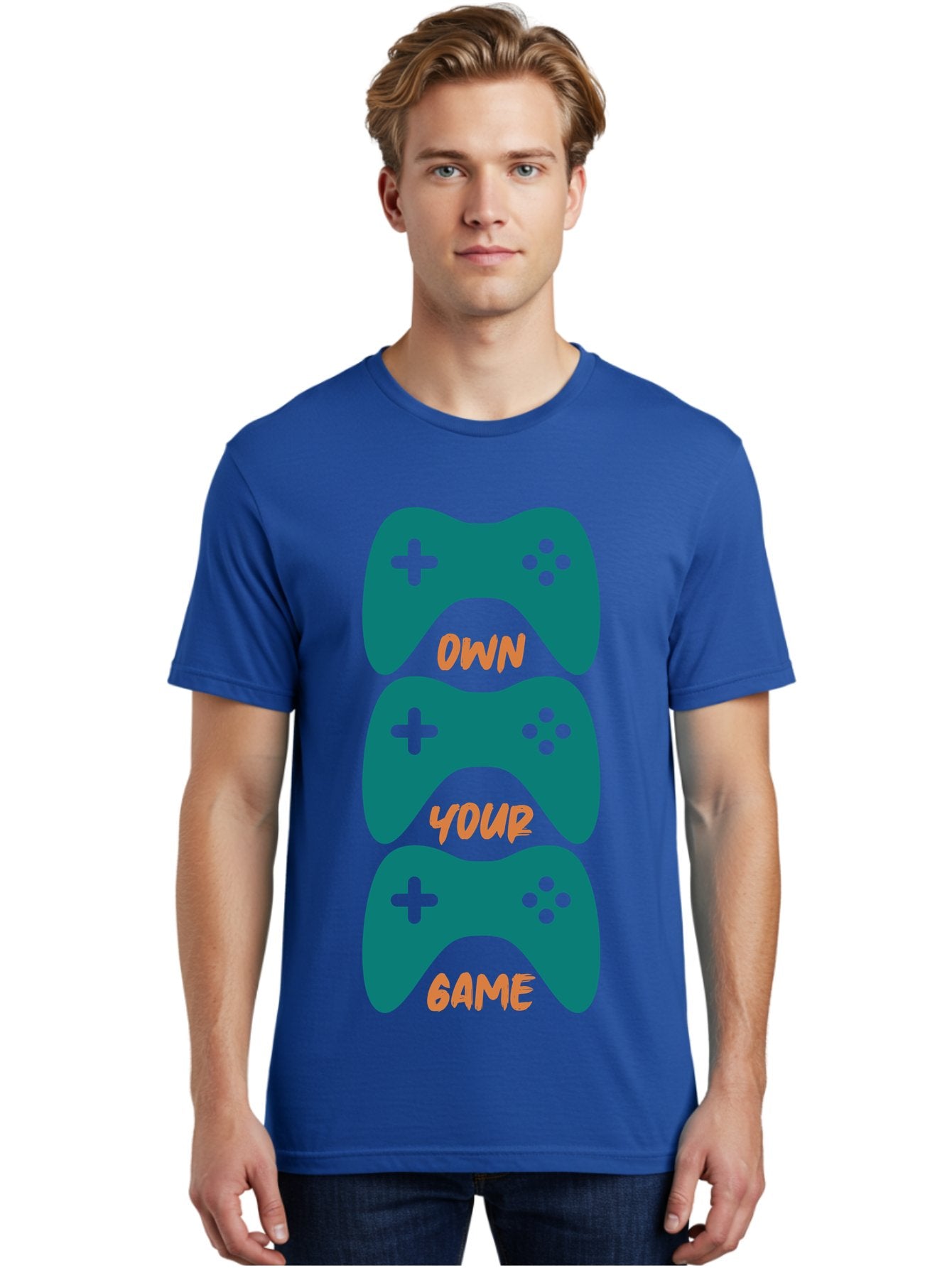 Own-Your-Game Men'S Graphic Tee, 100% Cotton, Comfortable Casual Summer Wear, Machine Washable, Video Game Controllers, Gaming, Gaming Culture, Own Your Game, Game Controllers, Playful Design, Console Gaming, Motivational Quote -  Aaa655 19