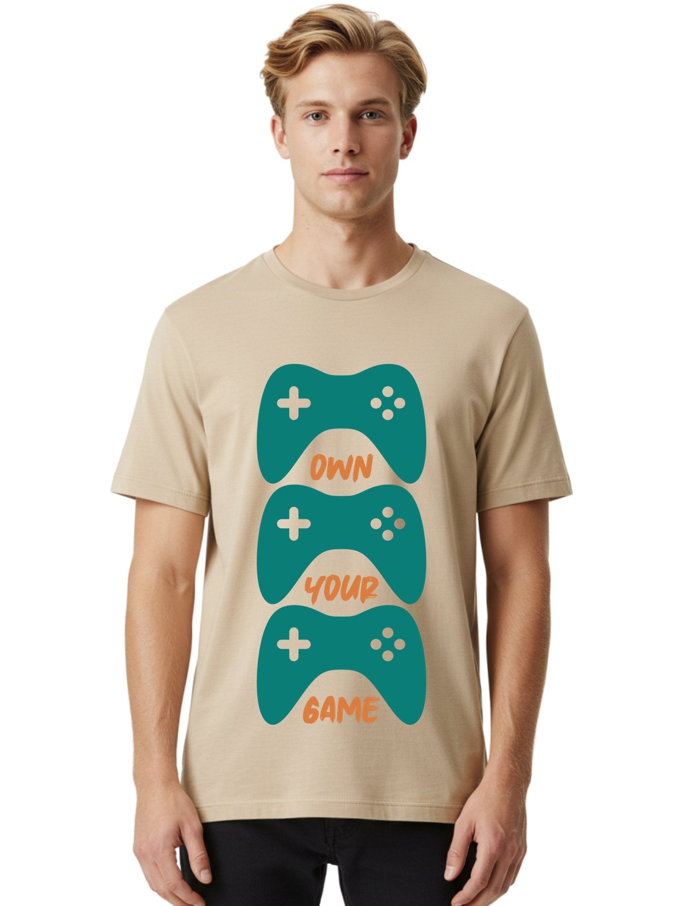 Own-Your-Game Men'S Graphic Tee, 100% Cotton, Comfortable Casual Summer Wear, Machine Washable, Video Game Controllers, Gaming, Gaming Culture, Own Your Game, Game Controllers, Playful Design, Console Gaming, Motivational Quote -  Aaa655 22