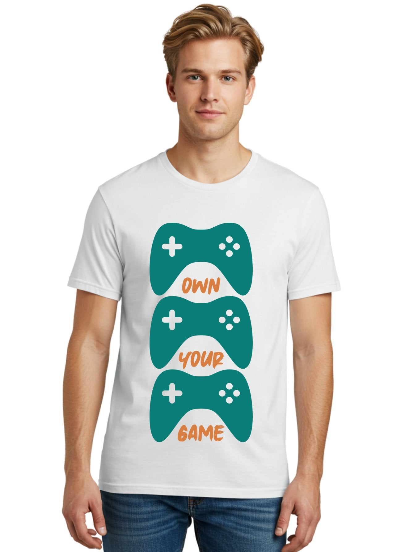 Own-Your-Game Men'S Graphic Tee, 100% Cotton, Comfortable Casual Summer Wear, Machine Washable, Video Game Controllers, Gaming, Gaming Culture, Own Your Game, Game Controllers, Playful Design, Console Gaming, Motivational Quote -  Aaa655 17