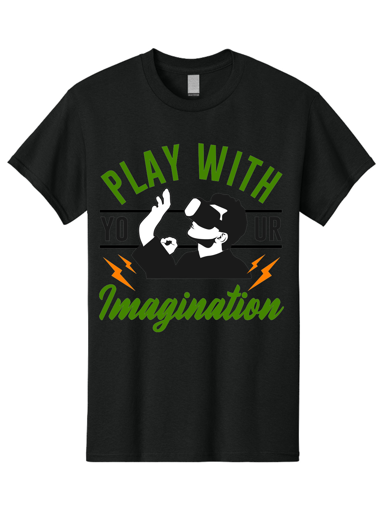 Play-With-Your-Imagination Men'S Graphic Tee, 100% Cotton, Comfortable Casual Summer Wear, Machine Washable, Virtual Reality Experience, Gaming Technology, Futuristic Entertainment, Immersive World, Creative Freedom, Innovative Design, -  Aaa656