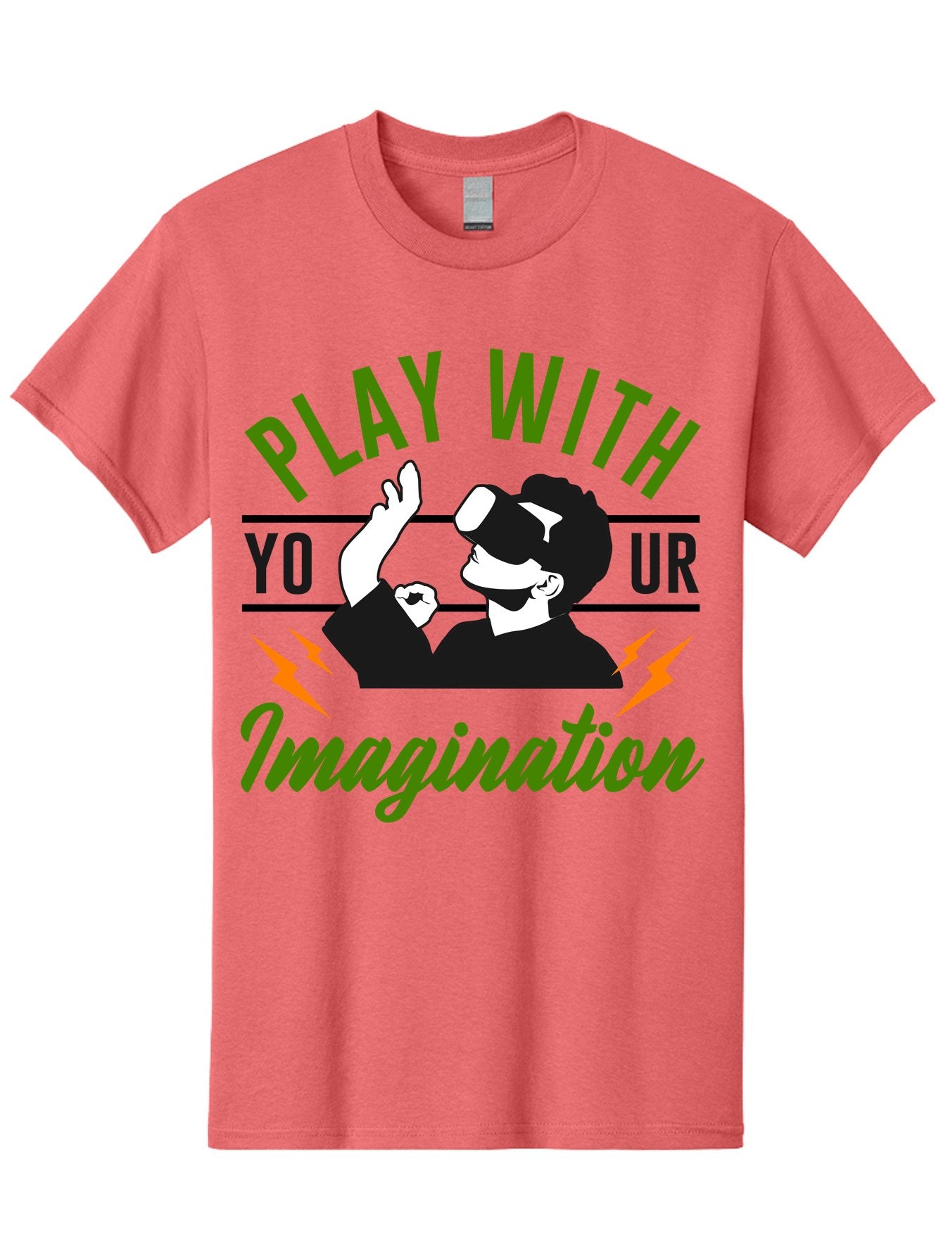 Play-With-Your-Imagination Men'S Graphic Tee, 100% Cotton, Comfortable Casual Summer Wear, Machine Washable, Virtual Reality Experience, Gaming Technology, Futuristic Entertainment, Immersive World, Creative Freedom, Innovative Design, -  Aaa656 13