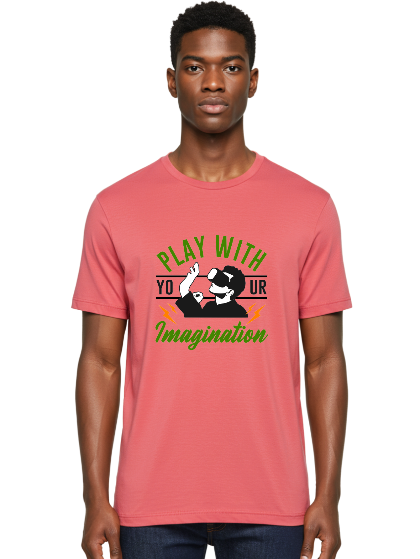Play-With-Your-Imagination Men'S Graphic Tee, 100% Cotton, Comfortable Casual Summer Wear, Machine Washable, Virtual Reality Experience, Gaming Technology, Futuristic Entertainment, Immersive World, Creative Freedom, Innovative Design, -  Aaa656 14