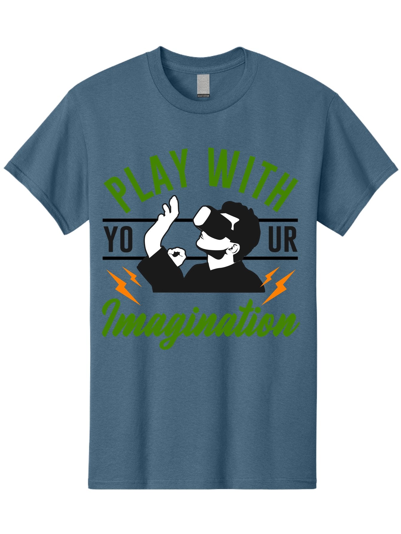 Play-With-Your-Imagination Men'S Graphic Tee, 100% Cotton, Comfortable Casual Summer Wear, Machine Washable, Virtual Reality Experience, Gaming Technology, Futuristic Entertainment, Immersive World, Creative Freedom, Innovative Design, -  Aaa656 4