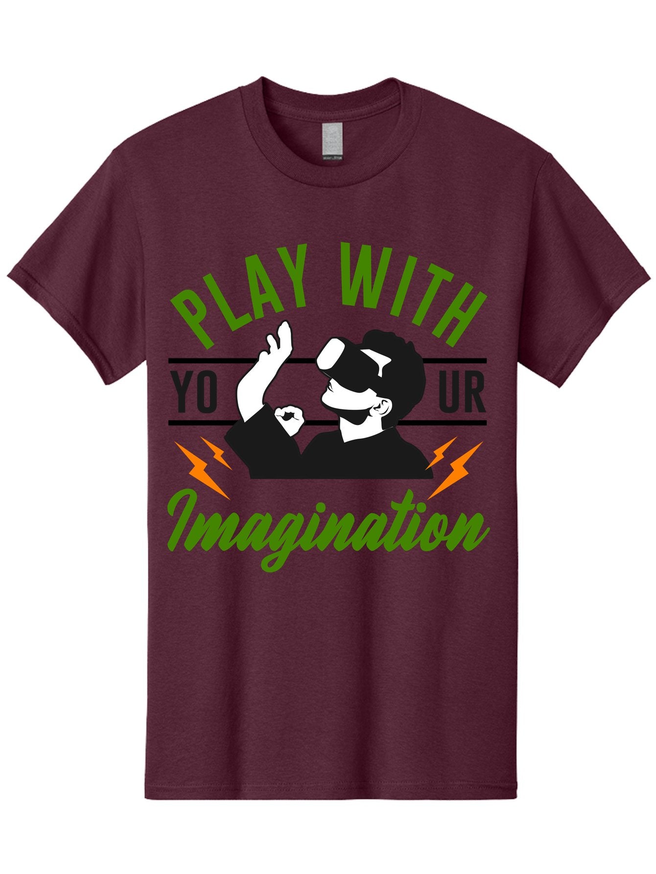 Play-With-Your-Imagination Men'S Graphic Tee, 100% Cotton, Comfortable Casual Summer Wear, Machine Washable, Virtual Reality Experience, Gaming Technology, Futuristic Entertainment, Immersive World, Creative Freedom, Innovative Design, -  Aaa656 5