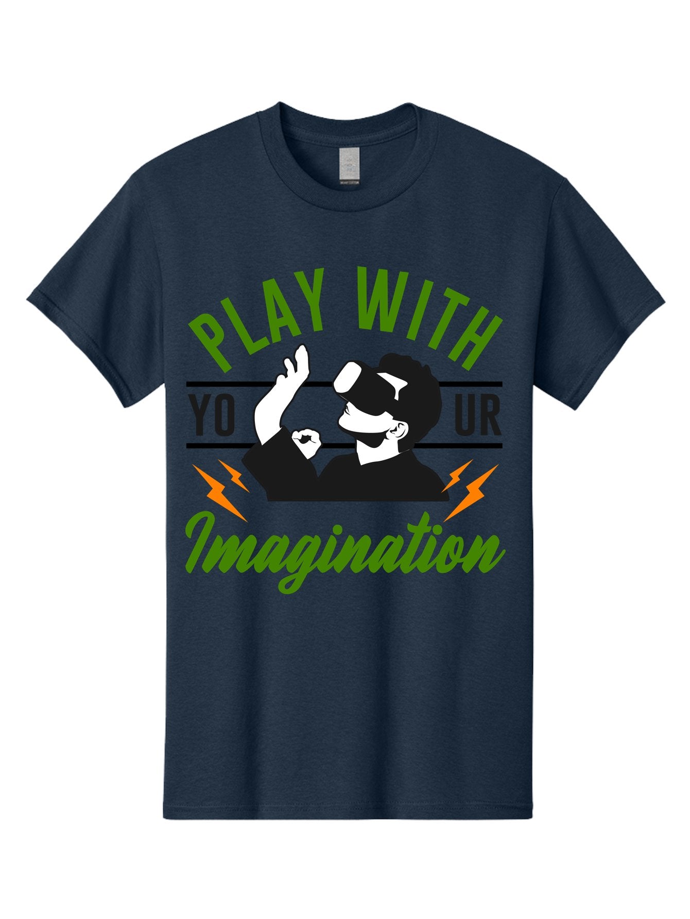 Play-With-Your-Imagination Men'S Graphic Tee, 100% Cotton, Comfortable Casual Summer Wear, Machine Washable, Virtual Reality Experience, Gaming Technology, Futuristic Entertainment, Immersive World, Creative Freedom, Innovative Design, -  Aaa656