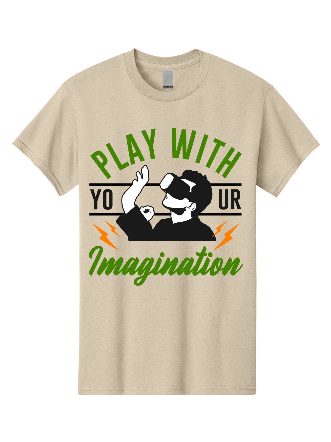 Play-With-Your-Imagination Men'S Graphic Tee, 100% Cotton, Comfortable Casual Summer Wear, Machine Washable, Virtual Reality Experience, Gaming Technology, Futuristic Entertainment, Immersive World, Creative Freedom, Innovative Design, -  Aaa656 8
