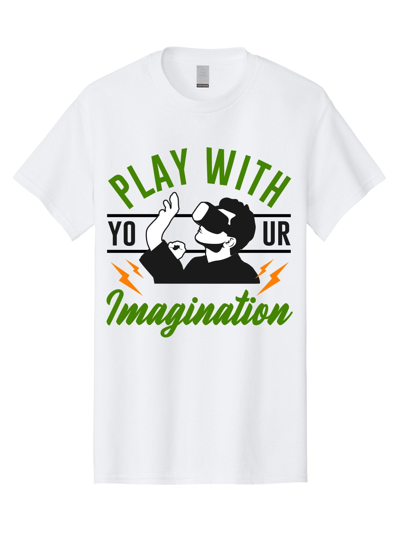 Play-With-Your-Imagination Men'S Graphic Tee, 100% Cotton, Comfortable Casual Summer Wear, Machine Washable, Virtual Reality Experience, Gaming Technology, Futuristic Entertainment, Immersive World, Creative Freedom, Innovative Design, -  Aaa656