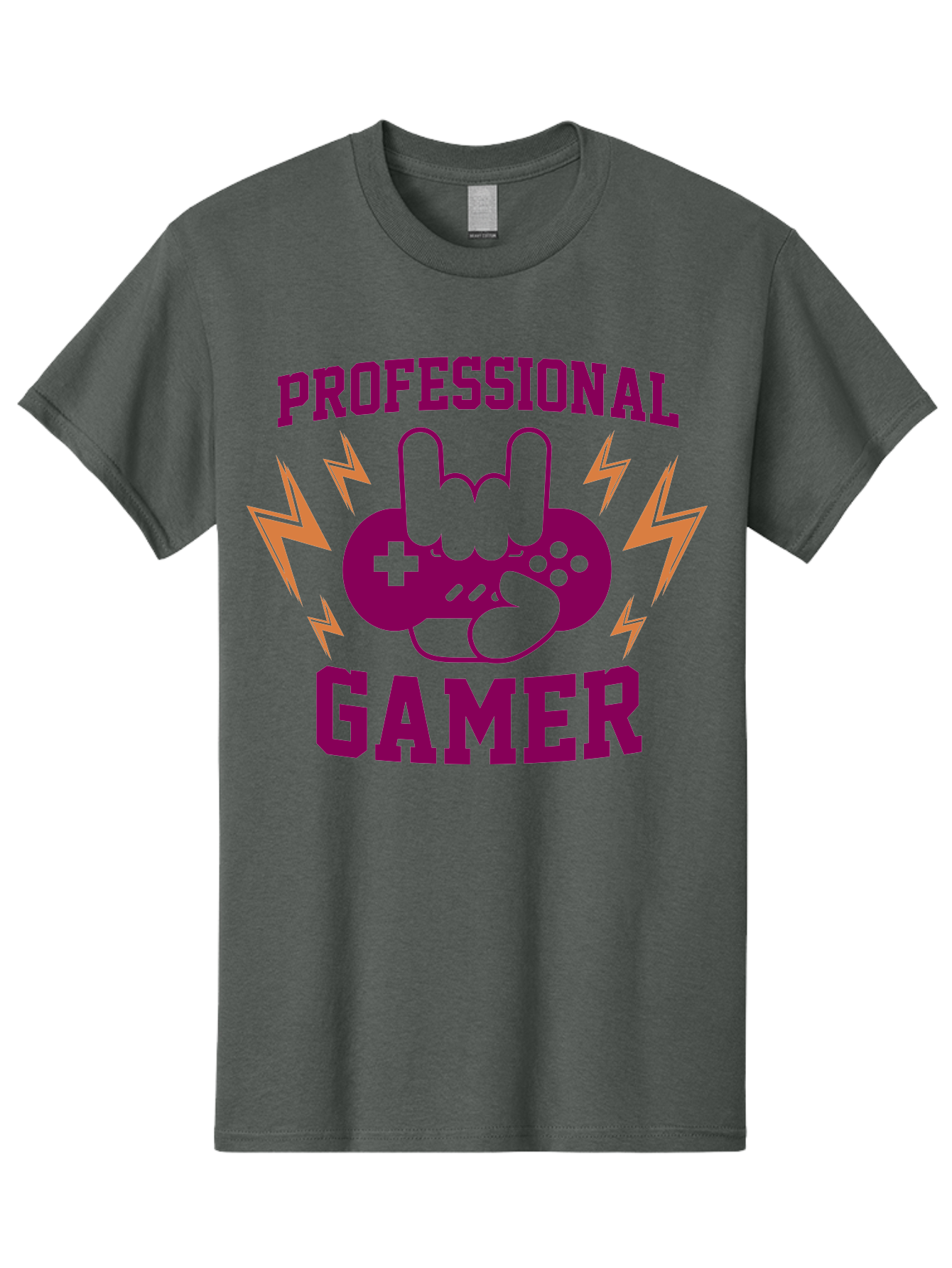 Professional-Gamer Men'S Graphic Tee, 100% Cotton, Comfortable Casual Summer Wear, Machine Washable, Professional Gamer, Gaming Logo, Video Game Controller, Rock On Hand Sign, Esports Branding, Gaming Culture, Purple And Green Graphics, -  Aaa658 9