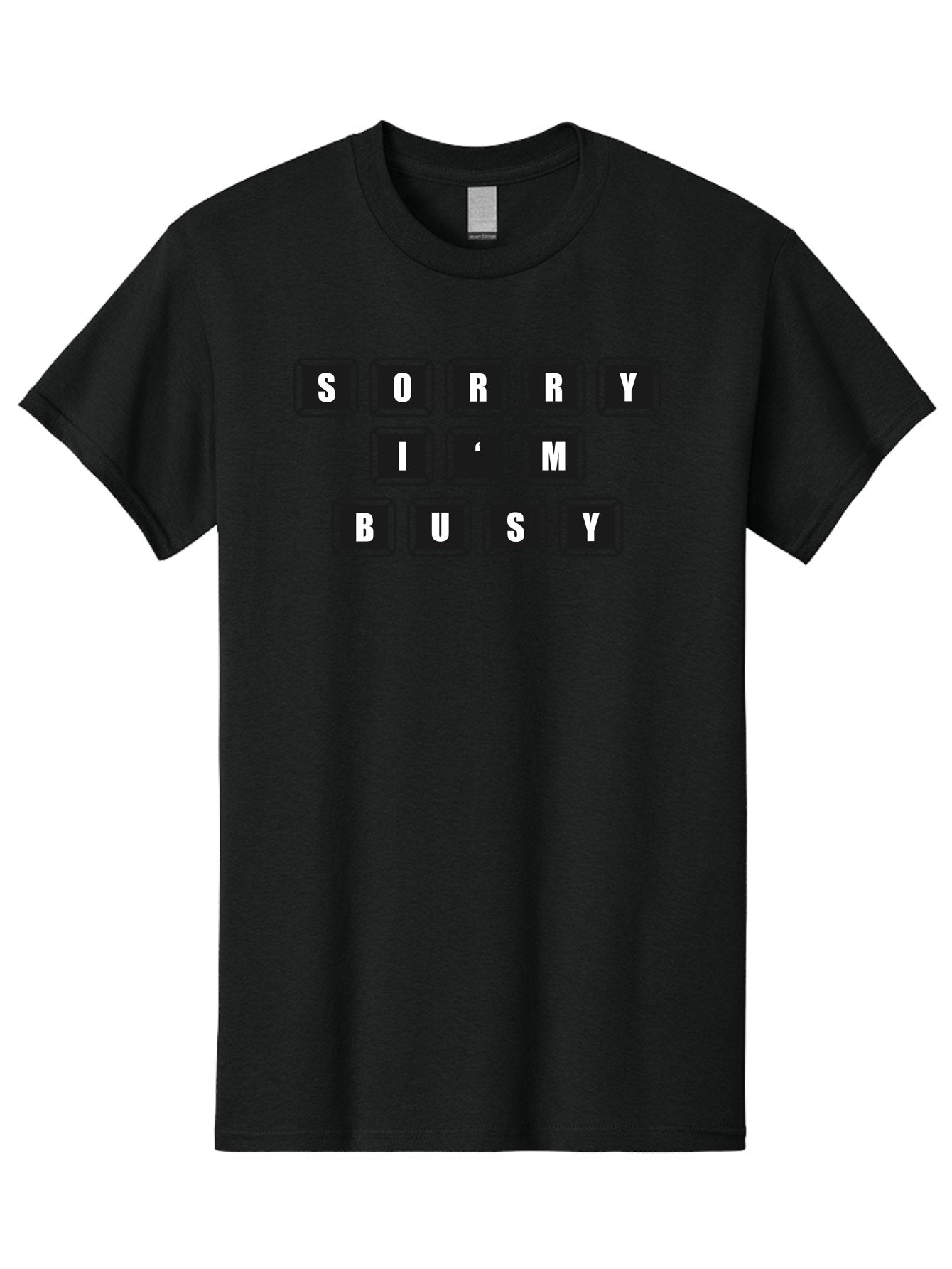 Sorry-I-M-Busy Men'S Graphic Tee, 100% Cotton, Comfortable Casual Summer Wear, Machine Washable, Keyboard Keys, Sorry Message, Busy Status, Retro Computer, Nostalgic Design, Typing Layout, Simple Font, Tech Graphics, Computer Nostalgia, -  Aaa659 13