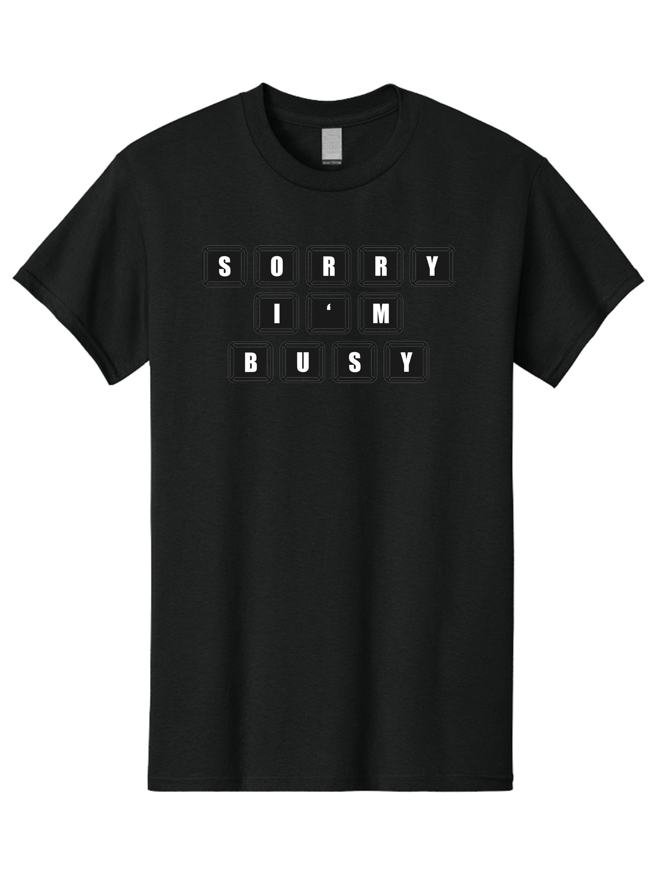 Sorry-I-M-Busy Men'S Graphic Tee, 100% Cotton, Comfortable Casual Summer Wear, Machine Washable, Keyboard Keys, Sorry Message, Busy Status, Retro Computer, Nostalgic Design, Typing Layout, Simple Font, Tech Graphics, Computer Nostalgia, -  Aaa659