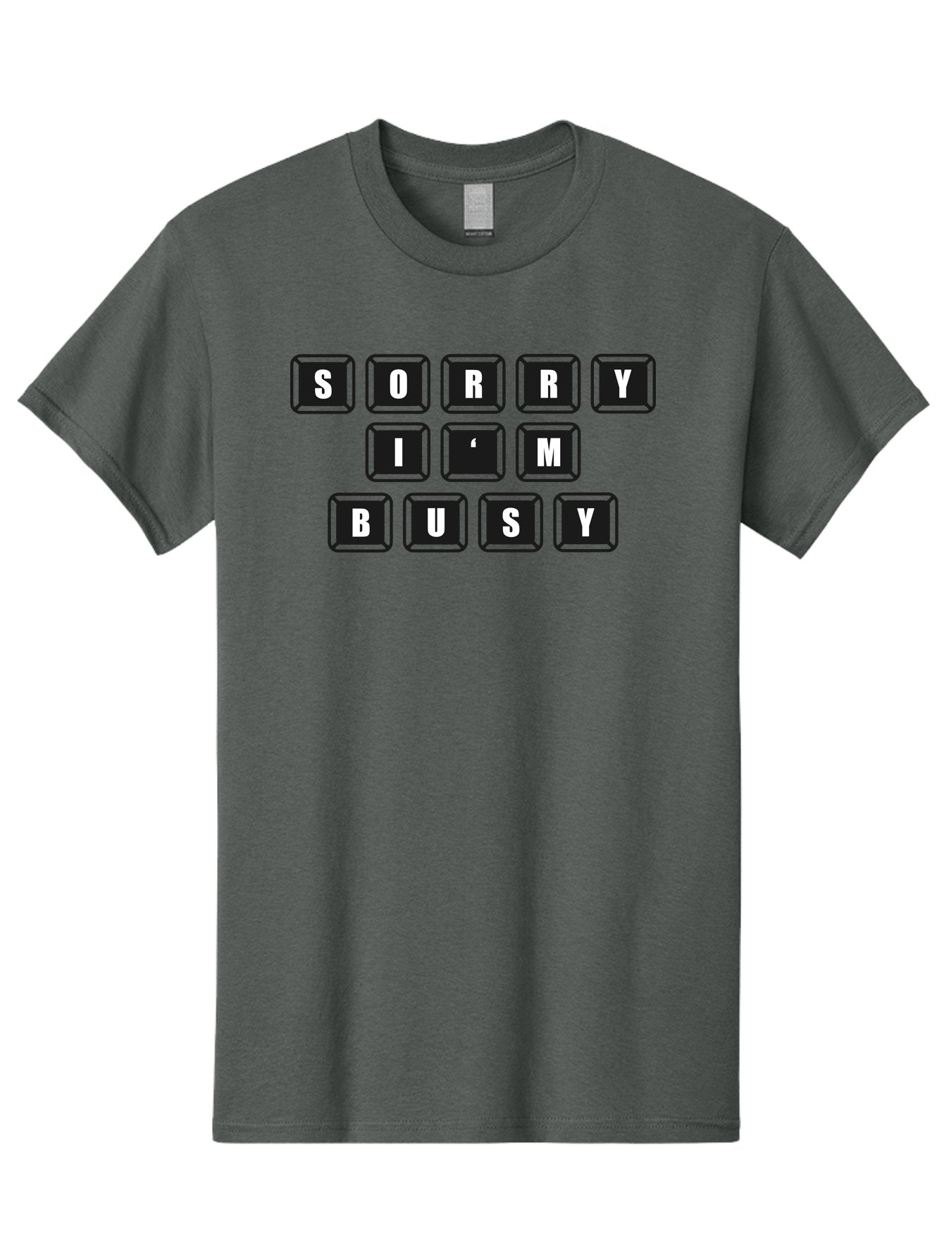 Sorry-I-M-Busy Men'S Graphic Tee, 100% Cotton, Comfortable Casual Summer Wear, Machine Washable, Keyboard Keys, Sorry Message, Busy Status, Retro Computer, Nostalgic Design, Typing Layout, Simple Font, Tech Graphics, Computer Nostalgia, -  Aaa659 3