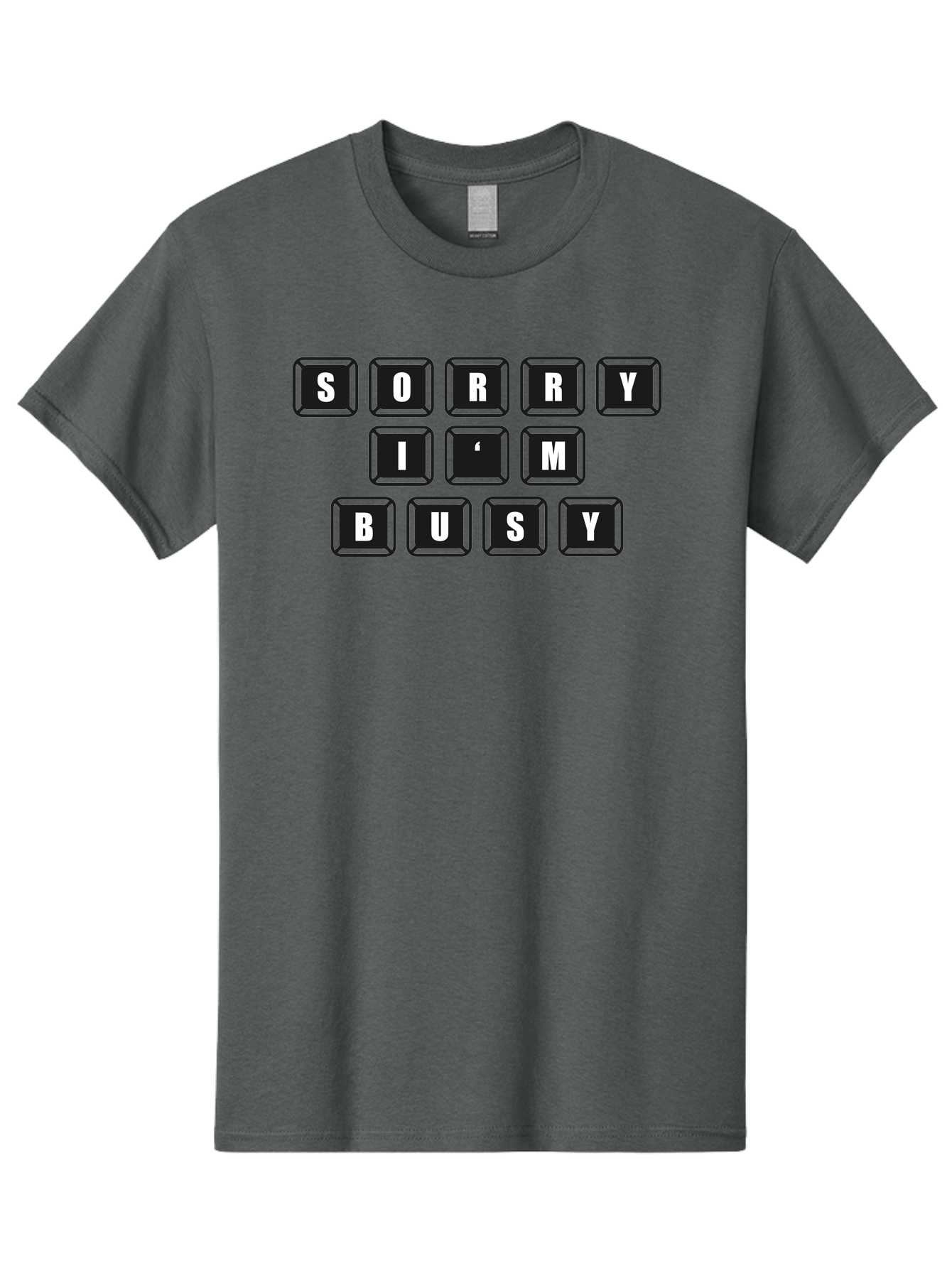 Sorry-I-M-Busy Men'S Graphic Tee, 100% Cotton, Comfortable Casual Summer Wear, Machine Washable, Keyboard Keys, Sorry Message, Busy Status, Retro Computer, Nostalgic Design, Typing Layout, Simple Font, Tech Graphics, Computer Nostalgia, -  Aaa659 3