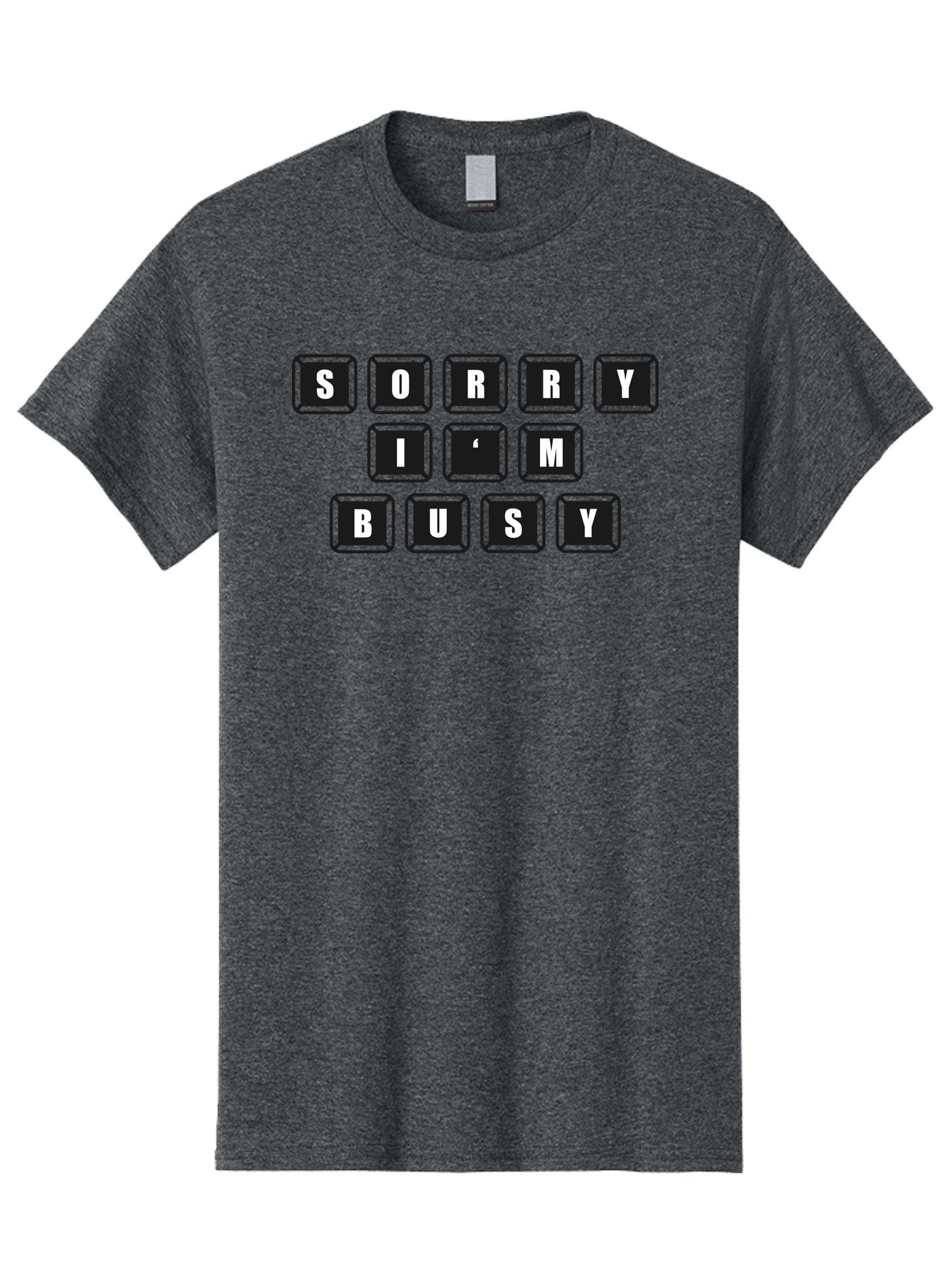 Sorry-I-M-Busy Men'S Graphic Tee, 100% Cotton, Comfortable Casual Summer Wear, Machine Washable, Keyboard Keys, Sorry Message, Busy Status, Retro Computer, Nostalgic Design, Typing Layout, Simple Font, Tech Graphics, Computer Nostalgia, -  Aaa659 15