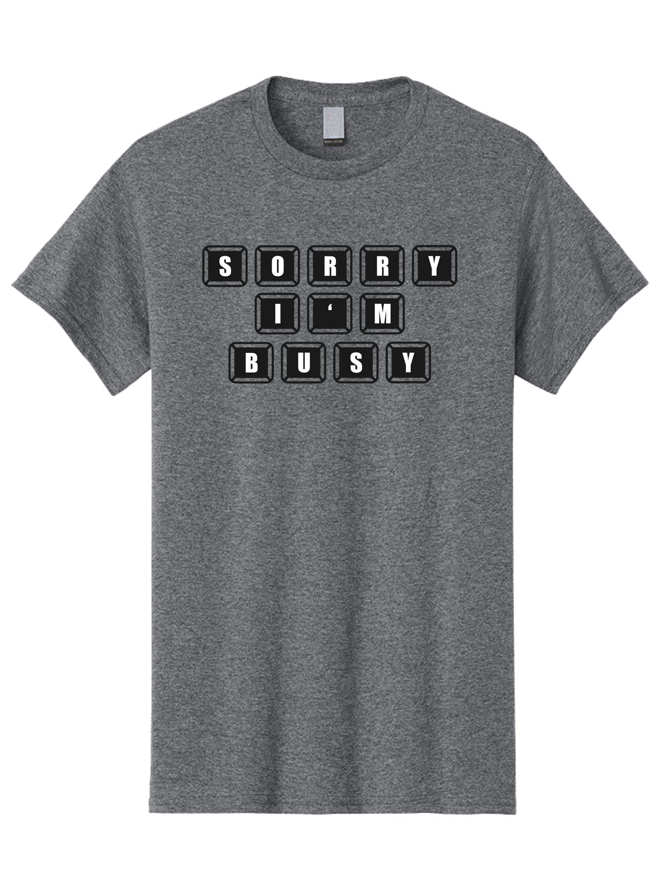 Sorry-I-M-Busy Men'S Graphic Tee, 100% Cotton, Comfortable Casual Summer Wear, Machine Washable, Keyboard Keys, Sorry Message, Busy Status, Retro Computer, Nostalgic Design, Typing Layout, Simple Font, Tech Graphics, Computer Nostalgia, -  Aaa659 11