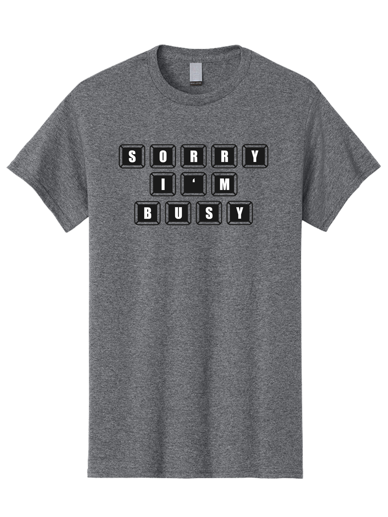Sorry-I-M-Busy Men'S Graphic Tee, 100% Cotton, Comfortable Casual Summer Wear, Machine Washable, Keyboard Keys, Sorry Message, Busy Status, Retro Computer, Nostalgic Design, Typing Layout, Simple Font, Tech Graphics, Computer Nostalgia, -  Aaa659 9