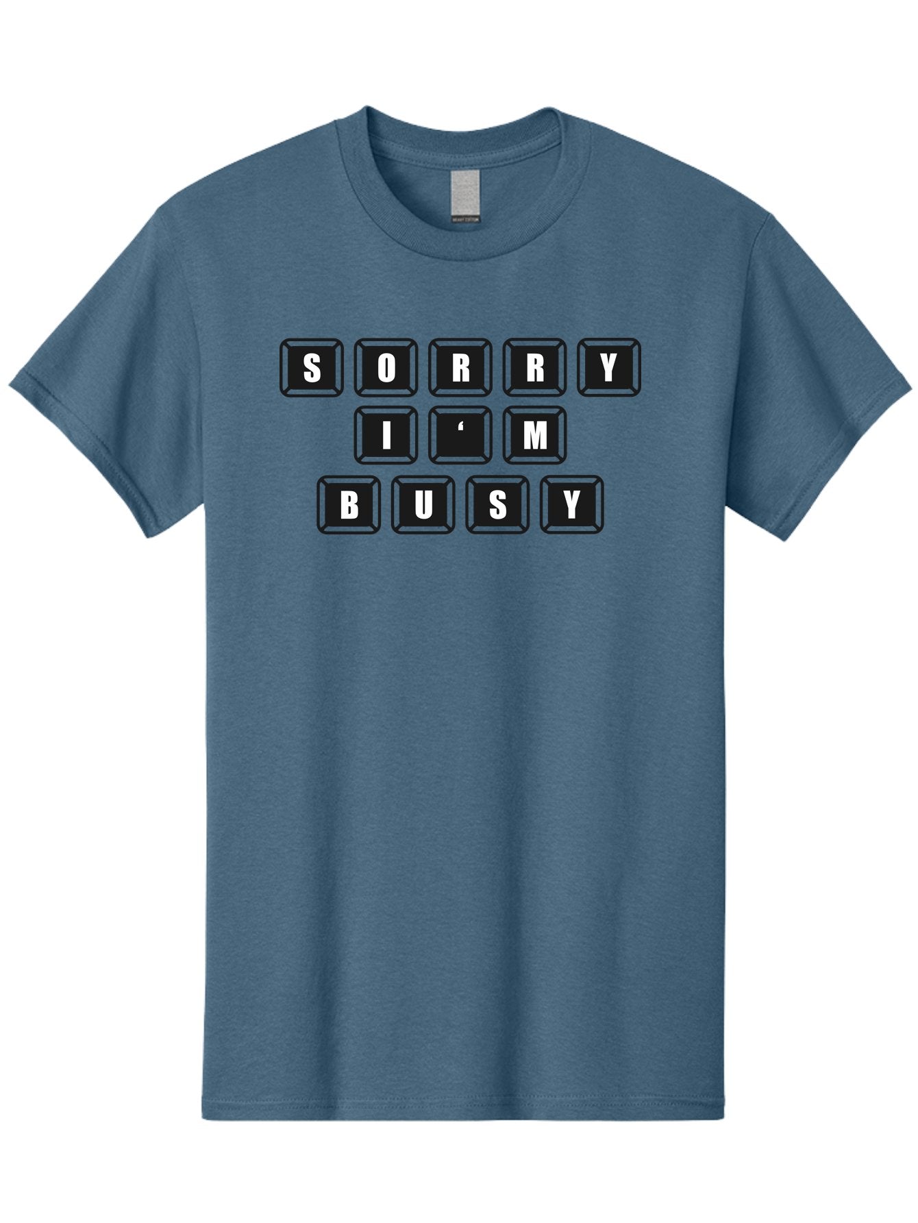 Sorry-I-M-Busy Men'S Graphic Tee, 100% Cotton, Comfortable Casual Summer Wear, Machine Washable, Keyboard Keys, Sorry Message, Busy Status, Retro Computer, Nostalgic Design, Typing Layout, Simple Font, Tech Graphics, Computer Nostalgia, -  Aaa659 4