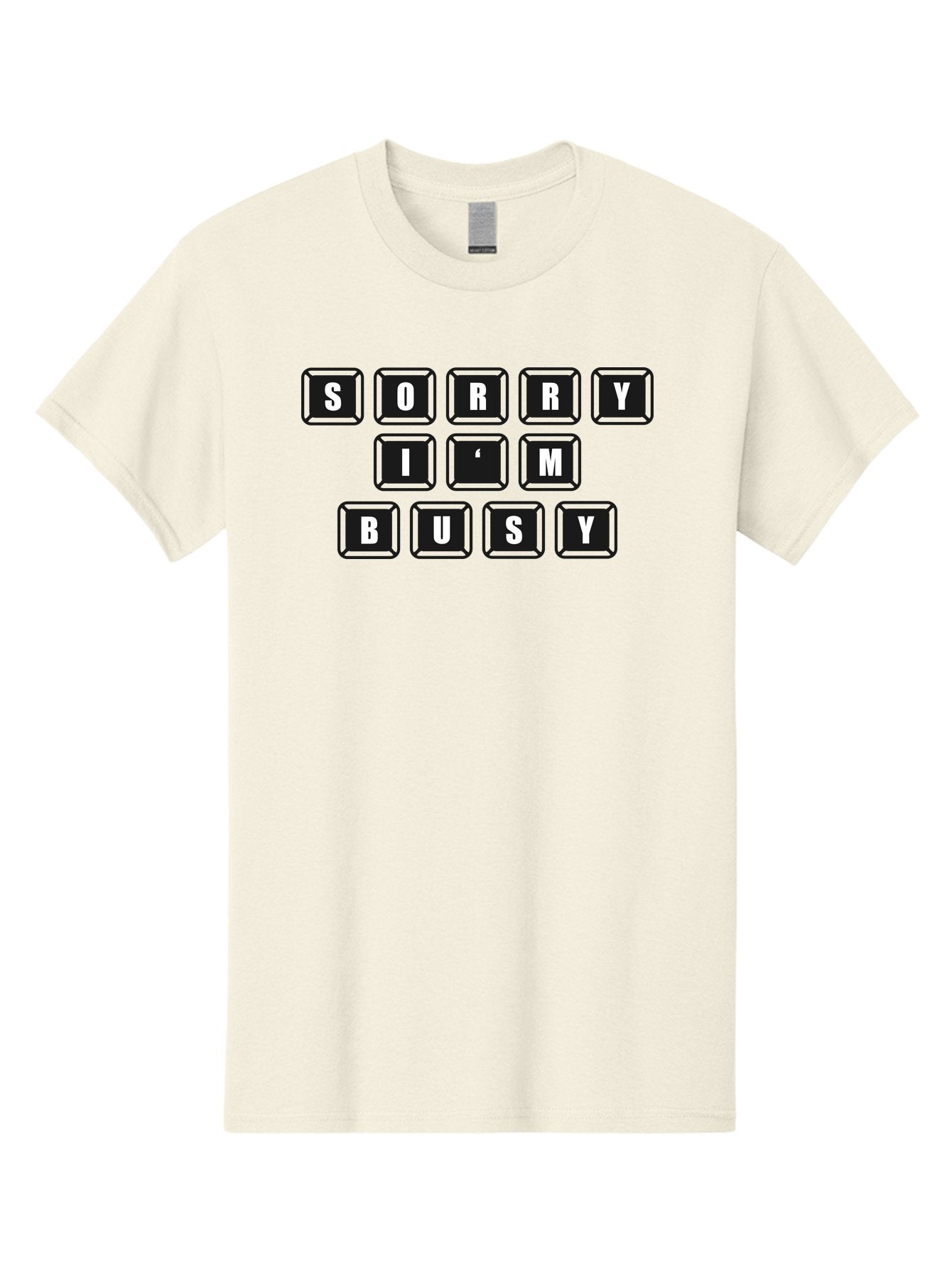Sorry-I-M-Busy Men'S Graphic Tee, 100% Cotton, Comfortable Casual Summer Wear, Machine Washable, Keyboard Keys, Sorry Message, Busy Status, Retro Computer, Nostalgic Design, Typing Layout, Simple Font, Tech Graphics, Computer Nostalgia, -  Aaa659