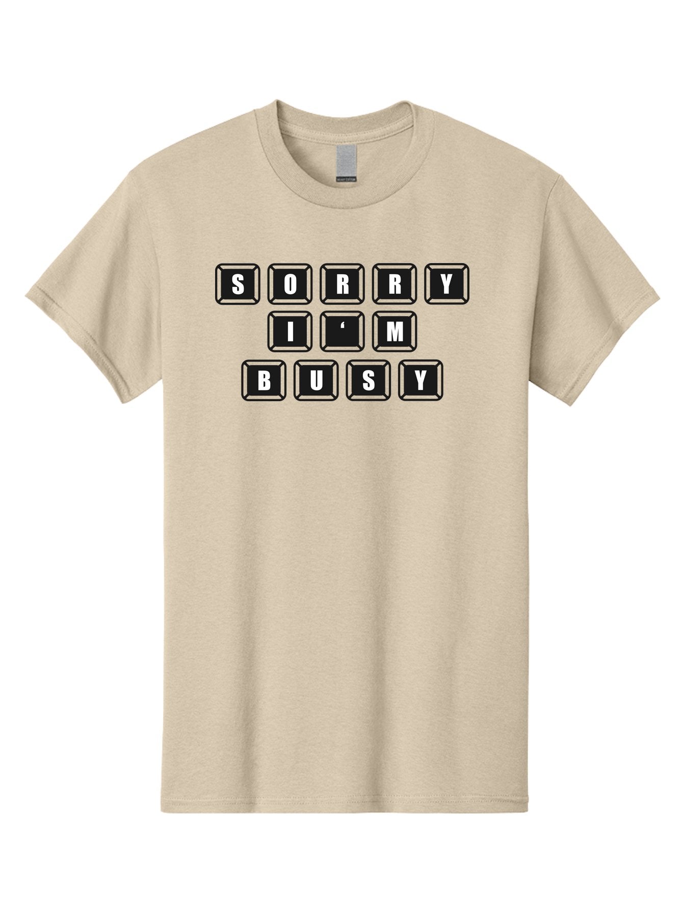 Sorry-I-M-Busy Men'S Graphic Tee, 100% Cotton, Comfortable Casual Summer Wear, Machine Washable, Keyboard Keys, Sorry Message, Busy Status, Retro Computer, Nostalgic Design, Typing Layout, Simple Font, Tech Graphics, Computer Nostalgia, -  Aaa659 10