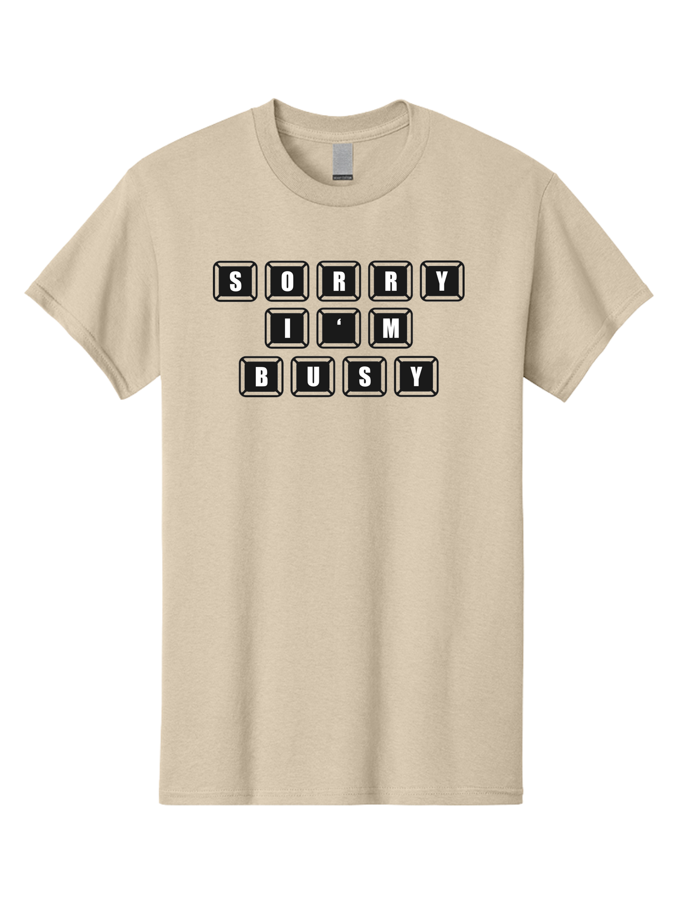 Sorry-I-M-Busy Men'S Graphic Tee, 100% Cotton, Comfortable Casual Summer Wear, Machine Washable, Keyboard Keys, Sorry Message, Busy Status, Retro Computer, Nostalgic Design, Typing Layout, Simple Font, Tech Graphics, Computer Nostalgia, -  Aaa659 27