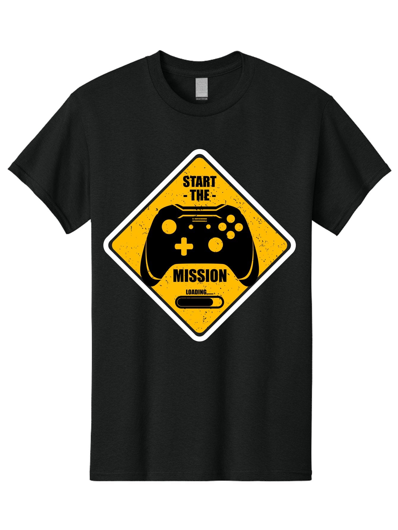 Start-The-Mission Men'S Graphic Tee, 100% Cotton, Comfortable Casual Summer Wear, Machine Washable, Video Game Controller, Gaming Mission, Start The Mission, Loading Screen, Game Loading, Gaming Theme, Black Controller -  Aaa660 15