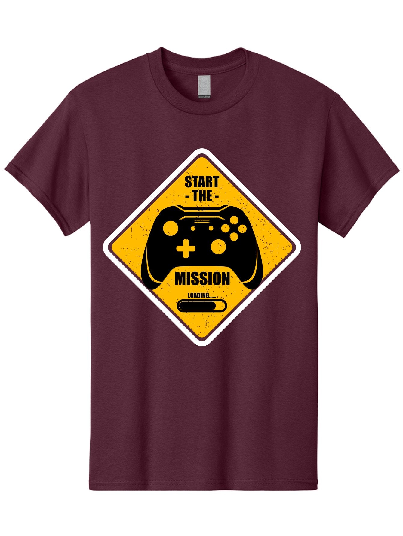 Start-The-Mission Men'S Graphic Tee, 100% Cotton, Comfortable Casual Summer Wear, Machine Washable, Video Game Controller, Gaming Mission, Start The Mission, Loading Screen, Game Loading, Gaming Theme, Black Controller -  Aaa660