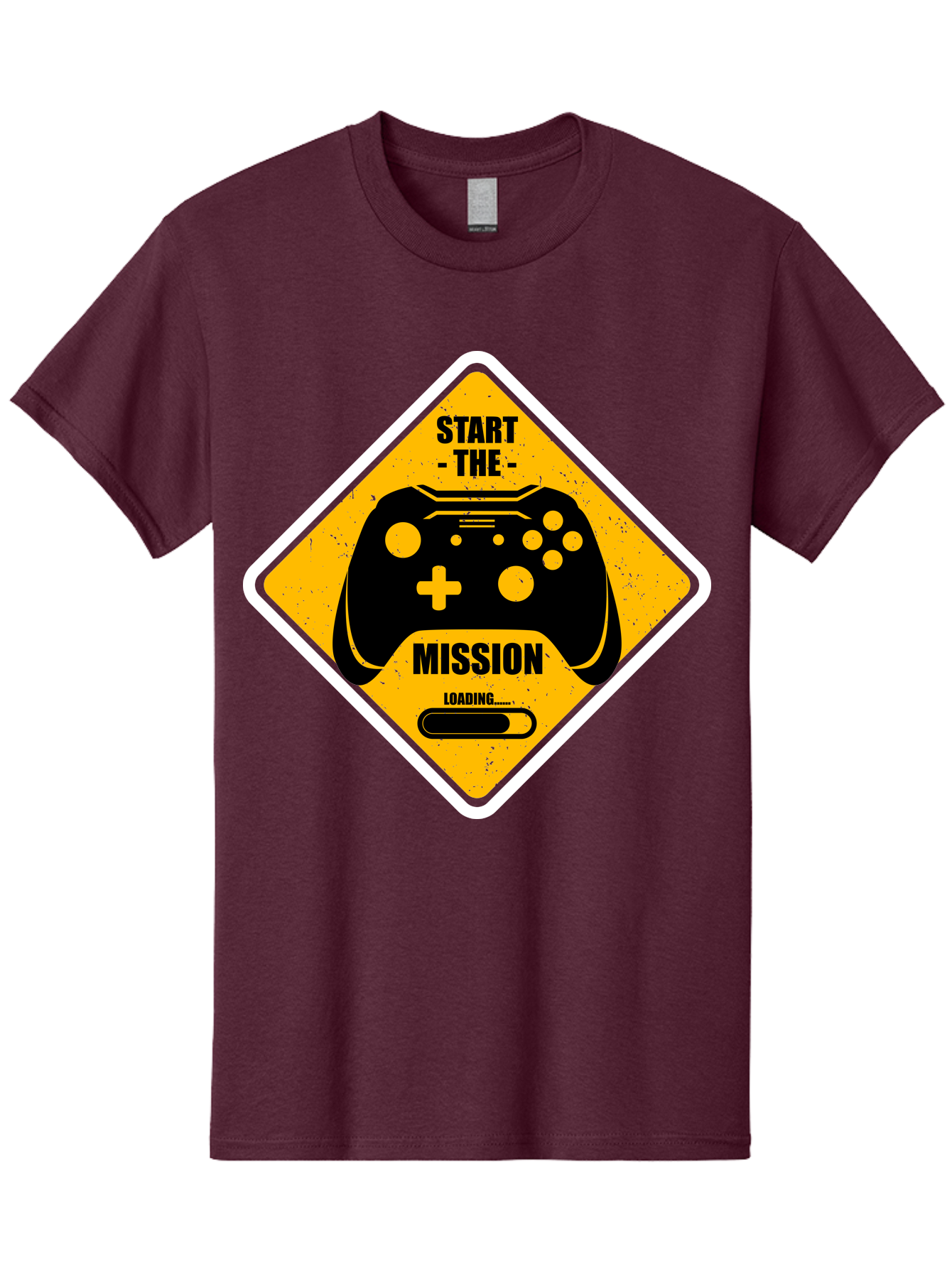 Start-The-Mission Men'S Graphic Tee, 100% Cotton, Comfortable Casual Summer Wear, Machine Washable, Video Game Controller, Gaming Mission, Start The Mission, Loading Screen, Game Loading, Gaming Theme, Black Controller -  Aaa660
