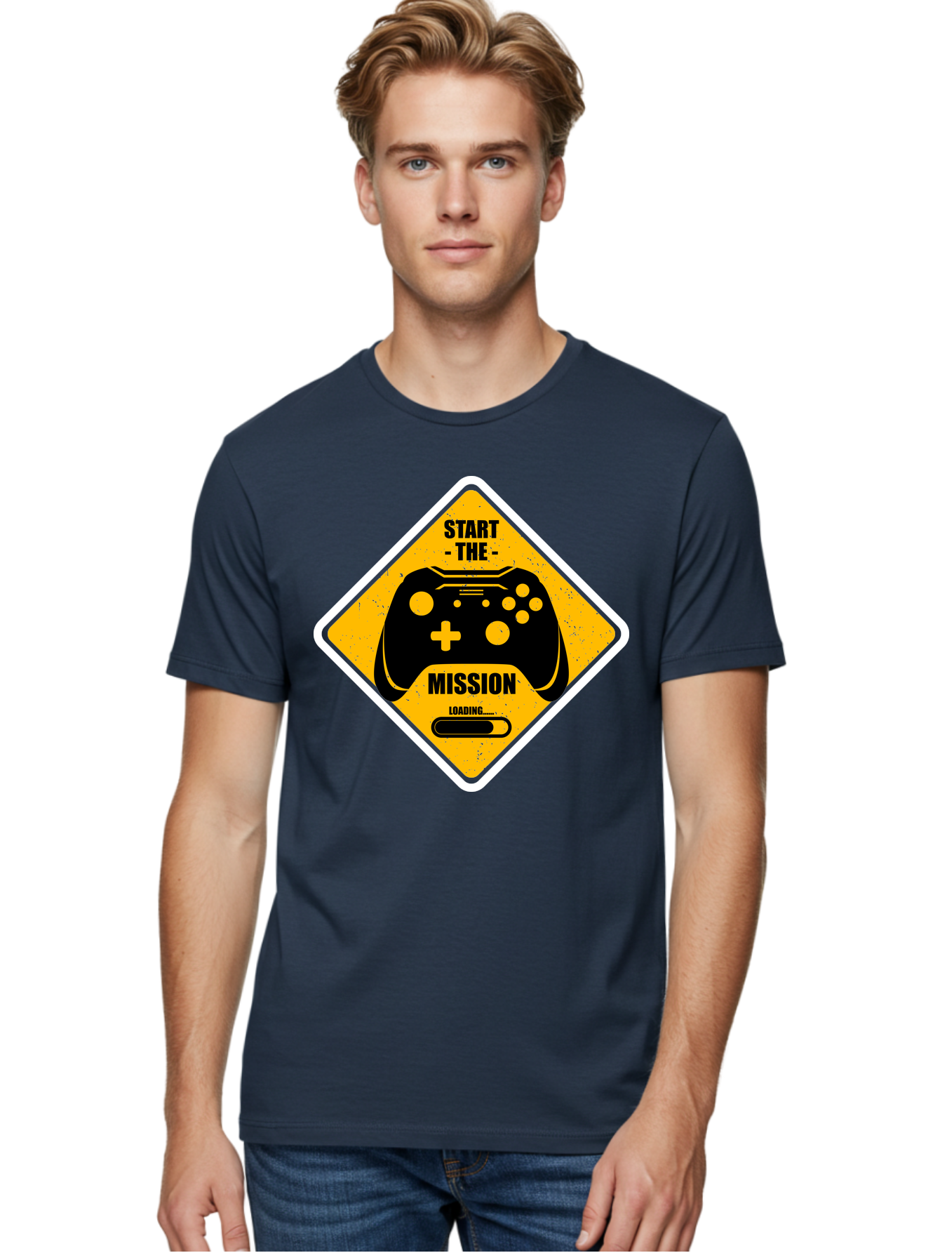 Start-The-Mission Men'S Graphic Tee, 100% Cotton, Comfortable Casual Summer Wear, Machine Washable, Video Game Controller, Gaming Mission, Start The Mission, Loading Screen, Game Loading, Gaming Theme, Black Controller -  Aaa660 28