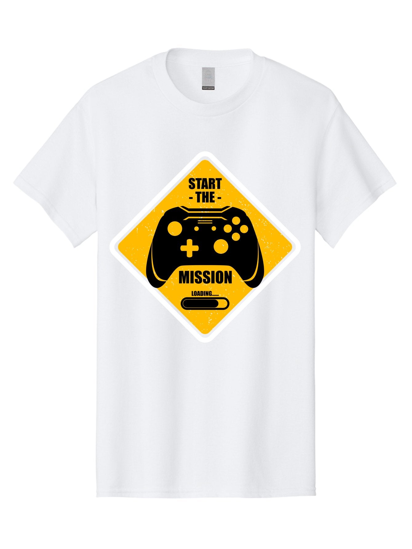 Start-The-Mission Men'S Graphic Tee, 100% Cotton, Comfortable Casual Summer Wear, Machine Washable, Video Game Controller, Gaming Mission, Start The Mission, Loading Screen, Game Loading, Gaming Theme, Black Controller -  Aaa660