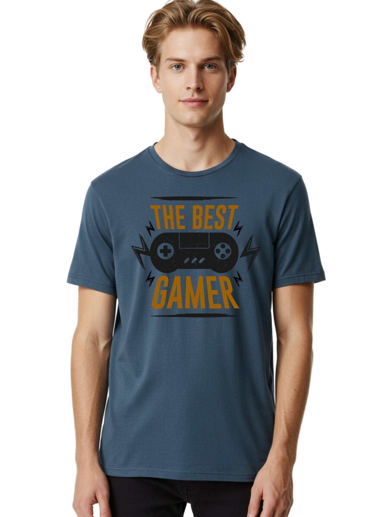 The-Best-Gamer Men'S Graphic Tee, 100% Cotton, Comfortable Casual Summer Wear, Machine Washable, Gaming Controller, Video Games, Gamer Culture, Retro Gaming, Gaming Graphics, Bold Typography, Lightning Bolts -  Aaa662 17